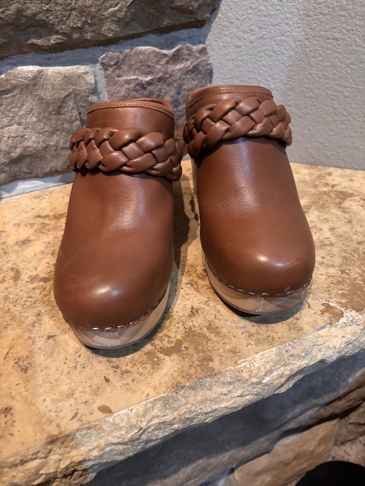 Dolce Vita Y2K Hila Braided Mule Clog Heel Saddle Leather Brown Boho Size 8.5
