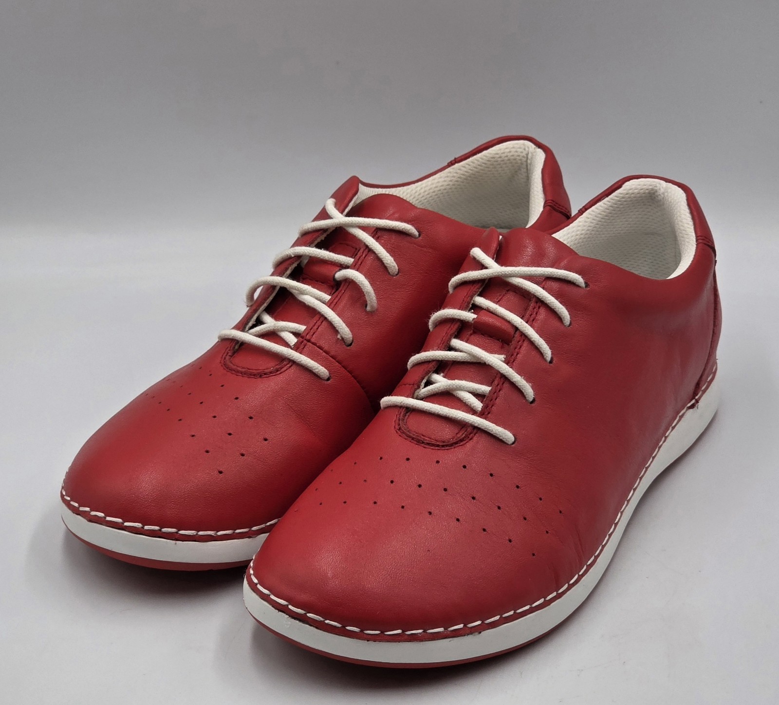 Alegria Essence ESS-623 Red Leather Slip Resistant Work Shoes Womens 8.5 EU 39
