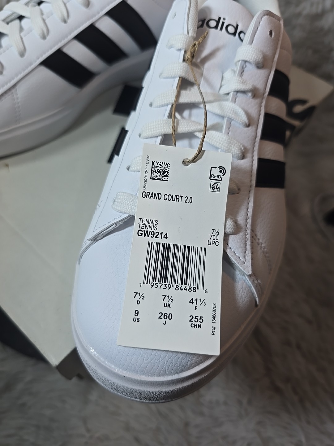 Adidas Grand Court 2.0 Sneakers Shoes White Black Stripes Women’s Size 9