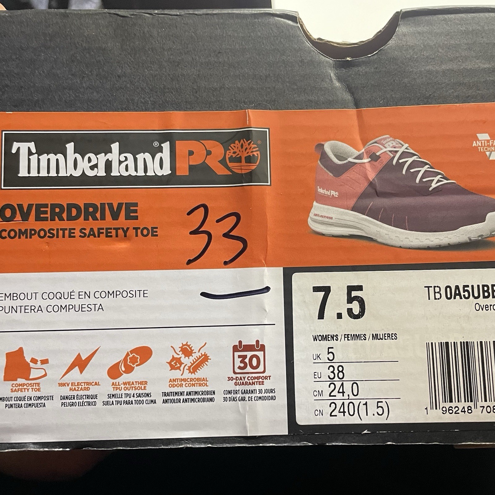 Timberland PRO Overdrive composite safety toe work sneakers women’s Size 7.5