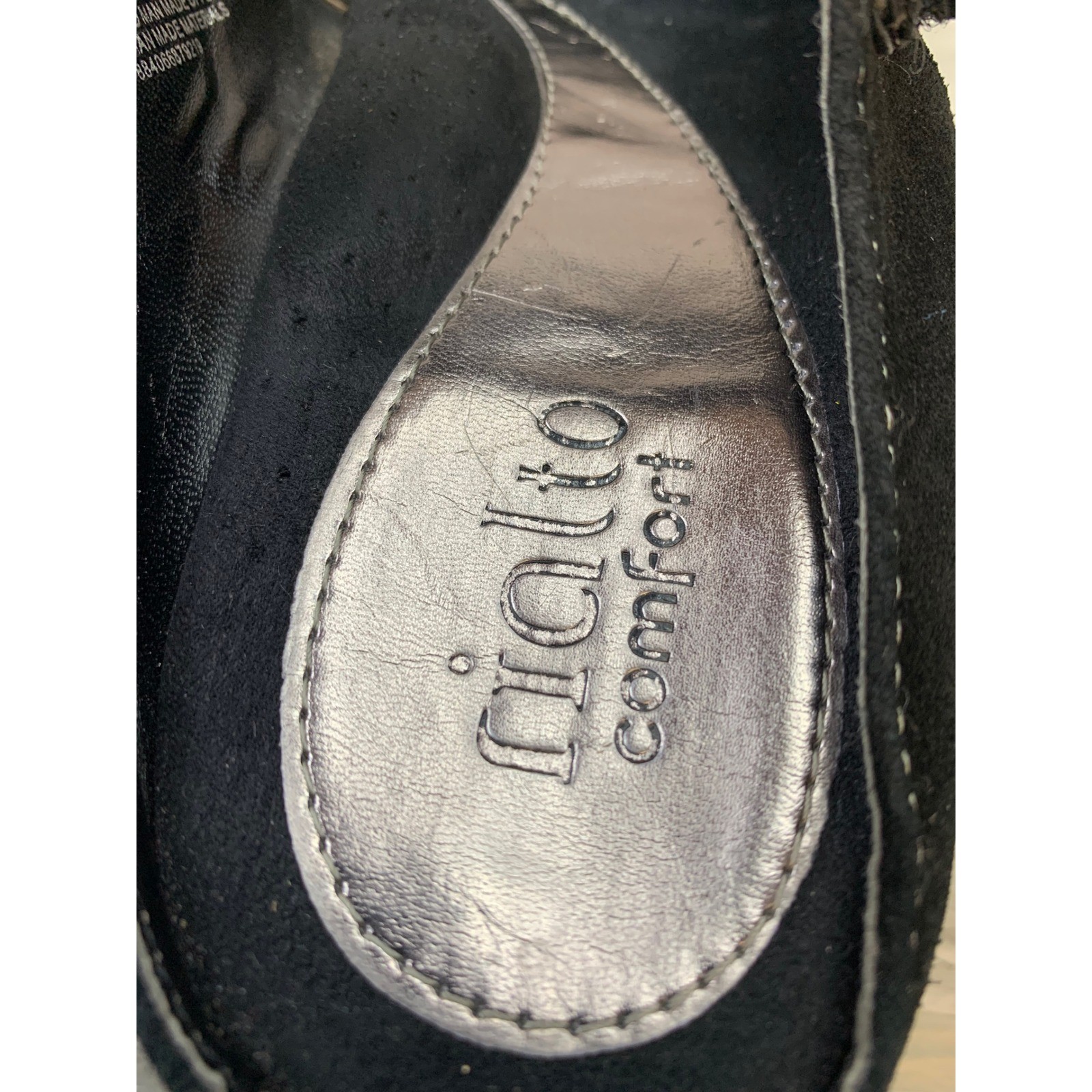 Rialto Women’s Black Leather Suede Mary Jane Wedge Clogs Mules 9.5 Shoes
