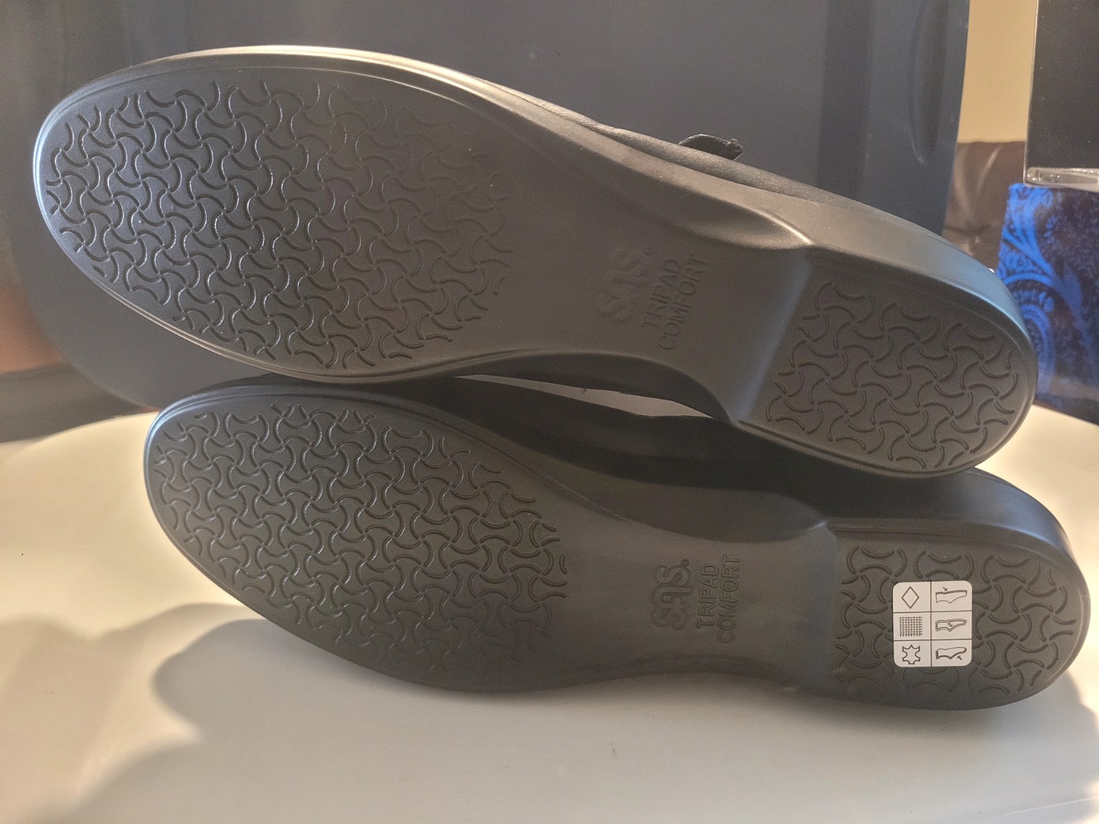 SAS Maria Leather Mary Jane Flats Black Tripad Comfort Shoe Women’s 12M