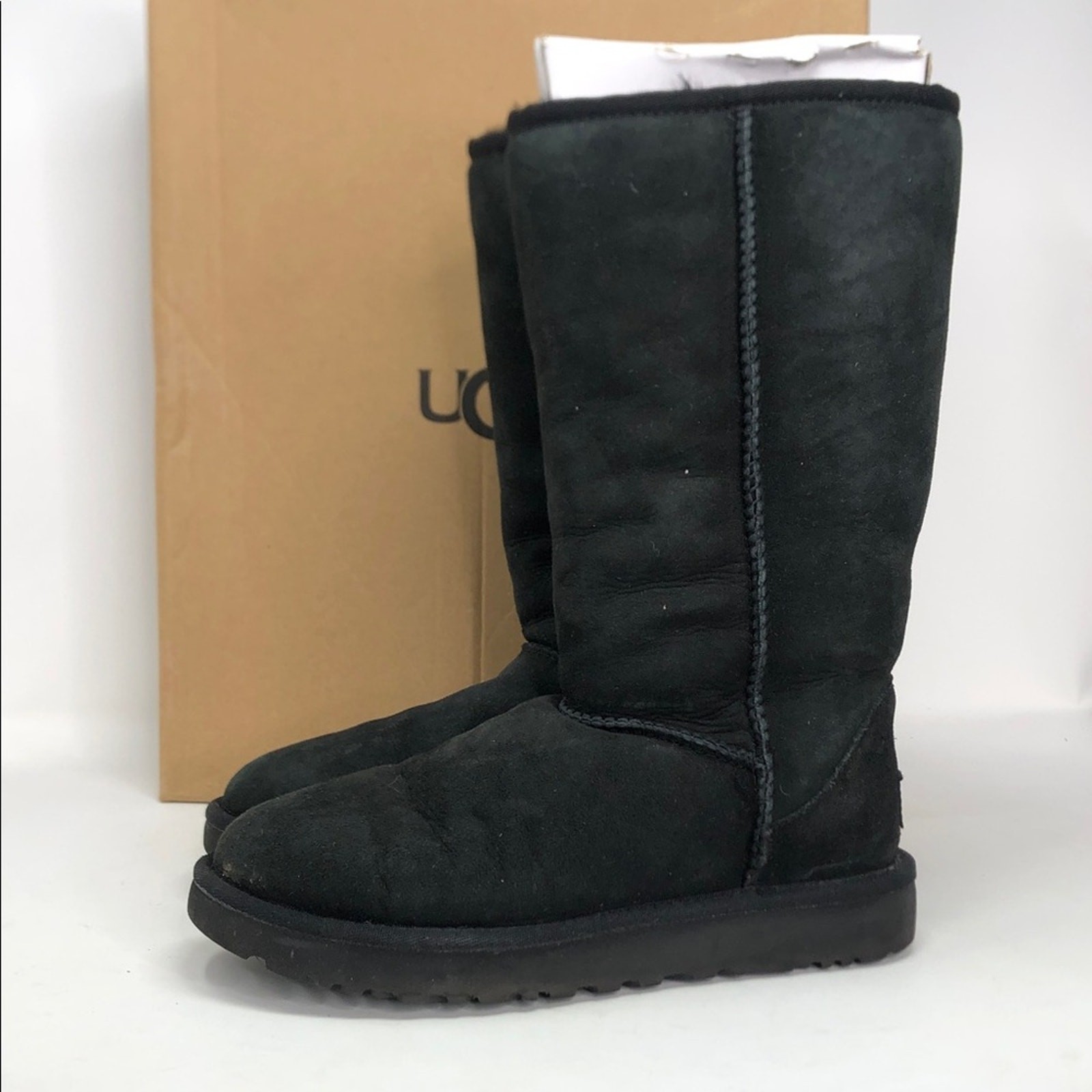 UGG Classic Tall II Black Suede Women’s Boots – Size 6