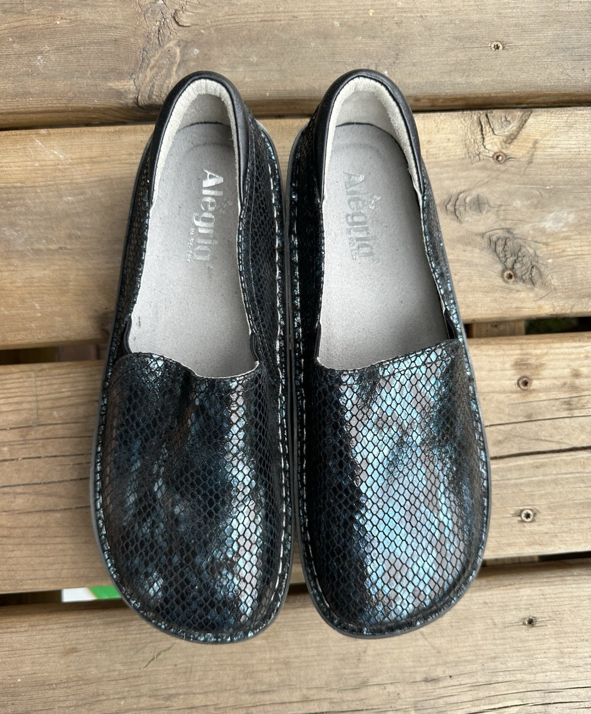 Alegria Debra Women’s Slip-On Leather Comfort Shoes Snake Print EU 41 DEB-468