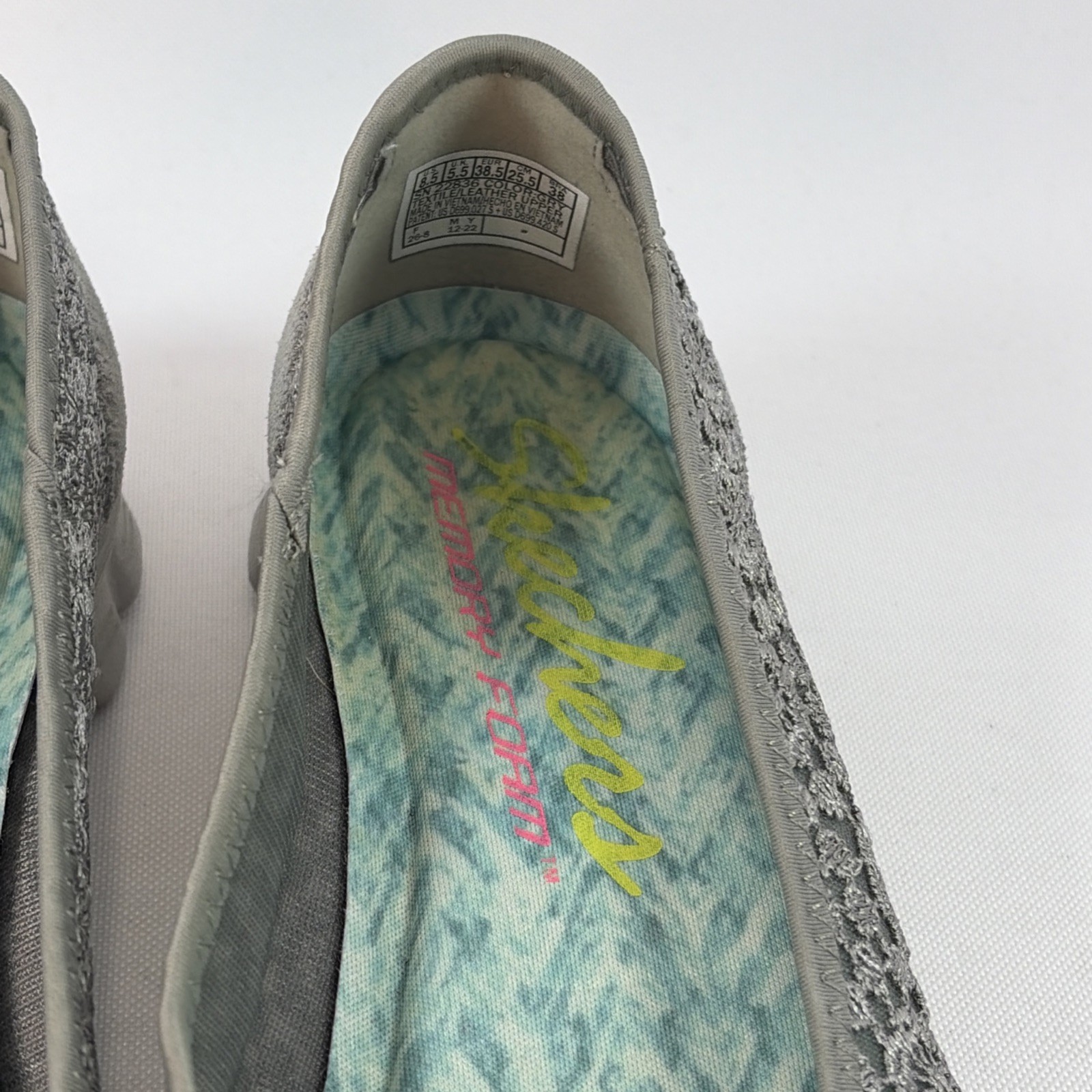 Skechers EZ Flex 2 Flighty Shoes Women’s 8.5 Gray Memory Foam Ballet Flats 22836