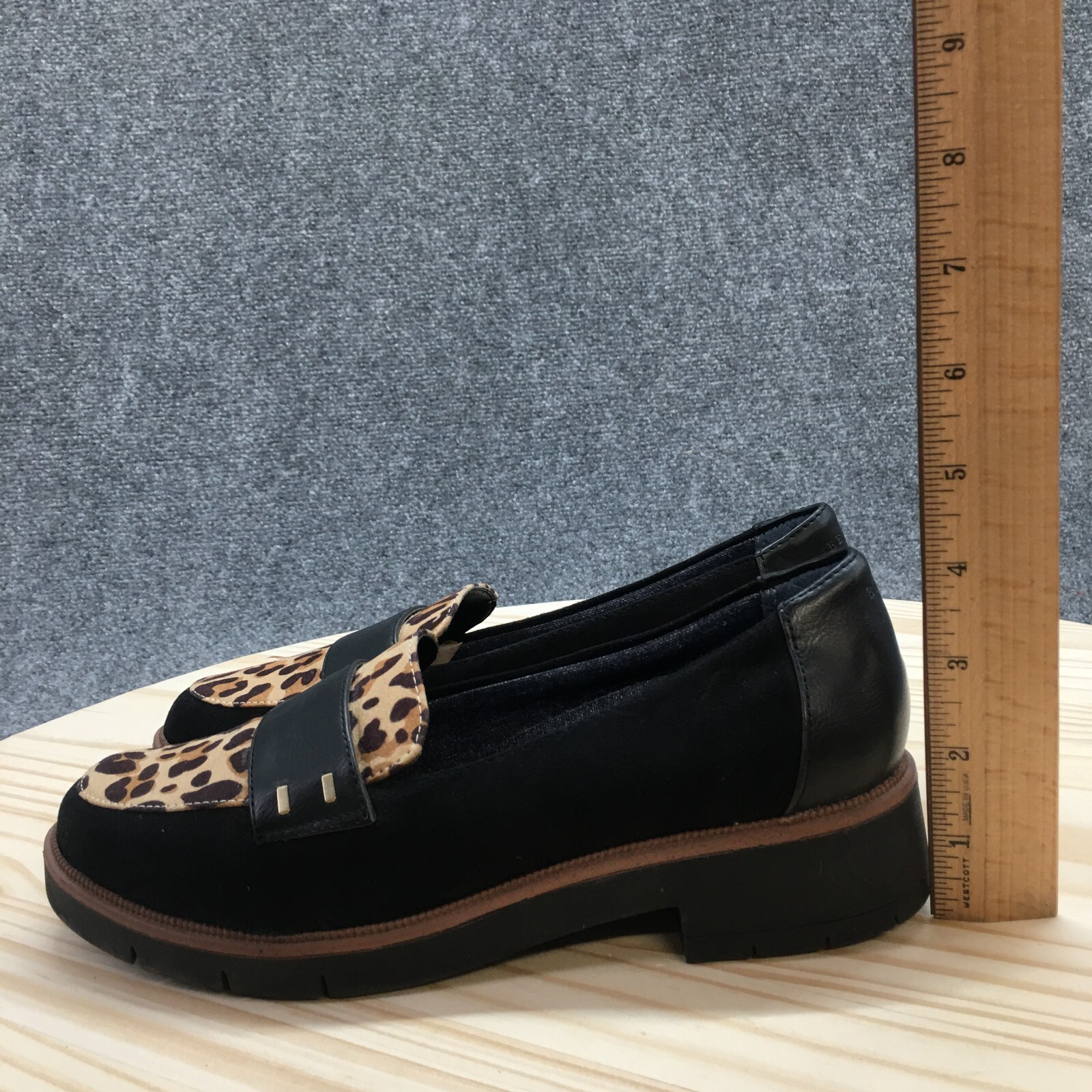 Dr Scholls Be Free Shoes Womens 7 M Grow Up Loafers Leopard Black Brown Slip On