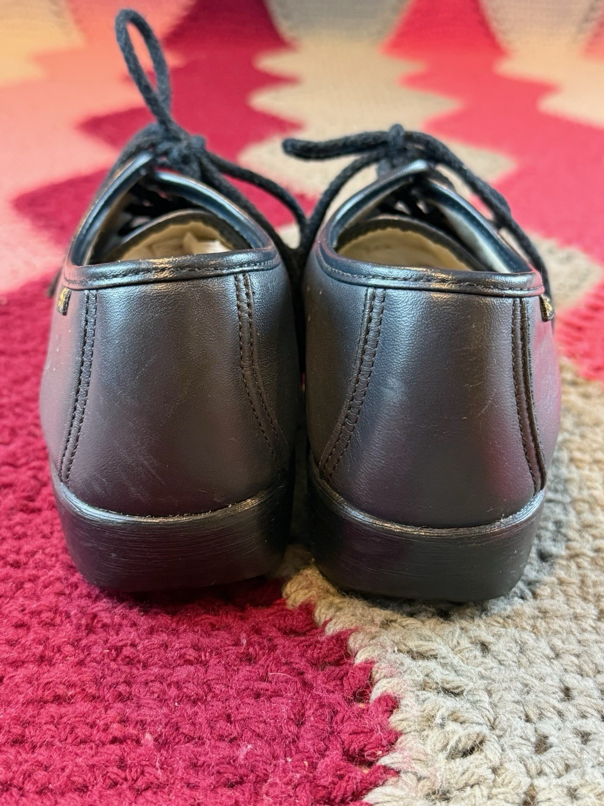 Vintage SAS Handsewn Black Leather Moccasin Lace Up Comfort Shoes Women’s US 6.5