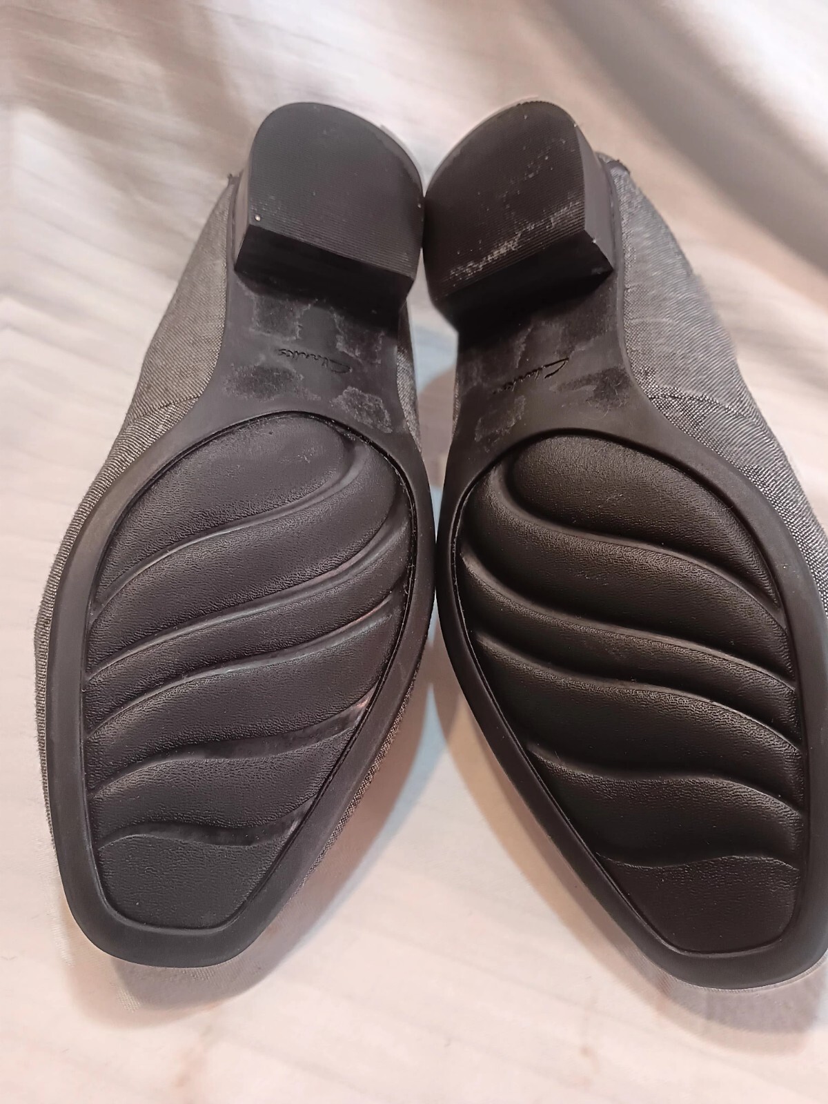 Women’s, Sz 7 ,Clarks, Bendables, artisan, Thoughtful Q Block Heel ,Gray Cloth~