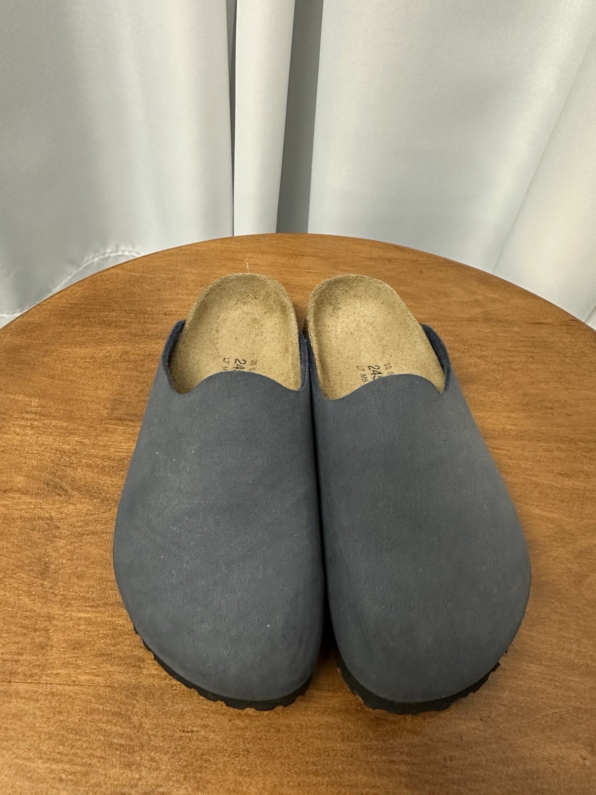 Birki’s Birkenstock Amsterdam Women’s 7 Men’s 5 Navy Blue Suede Flat Clog EUC