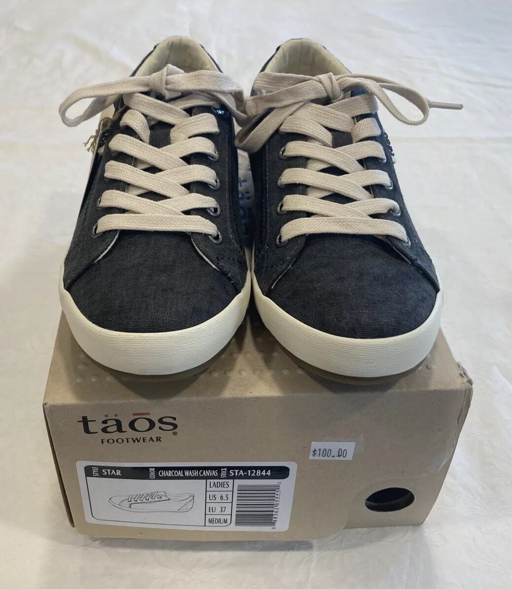 Taos STAR In Charcoal Wash Canvas In Size US 6.5—Best Seller! Comfy! NEW IN BOX