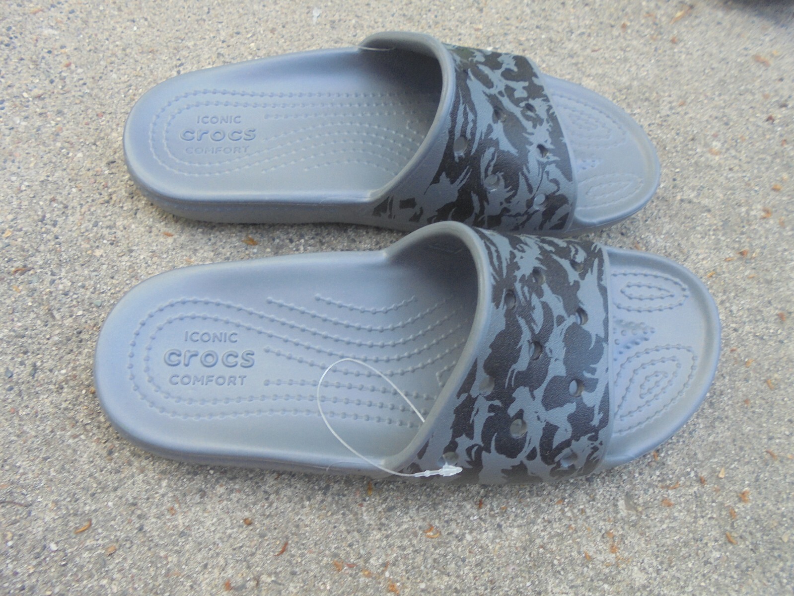 New Classic Crocs Printed Slide Women’s J2 Junior 2 Slate Grey