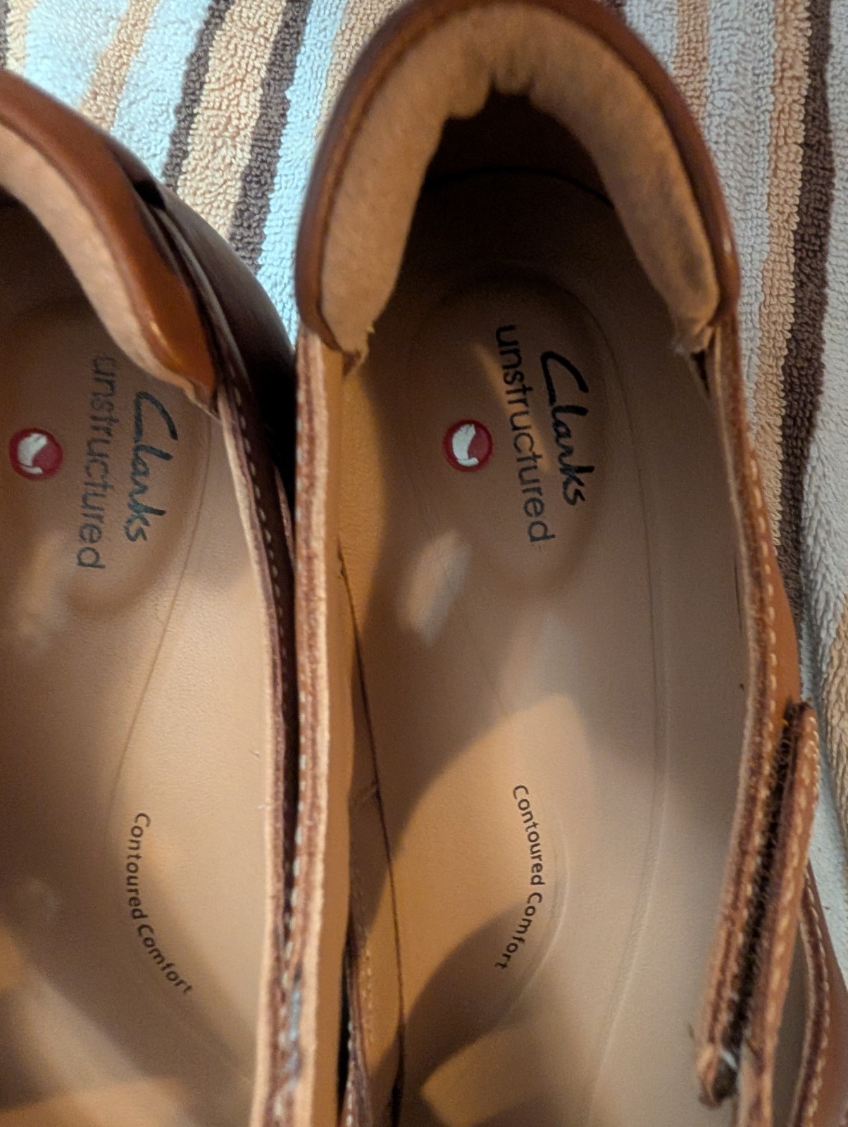 New Clarks Beige Apply Strap Leather Shoes Unstructured 9.5 M