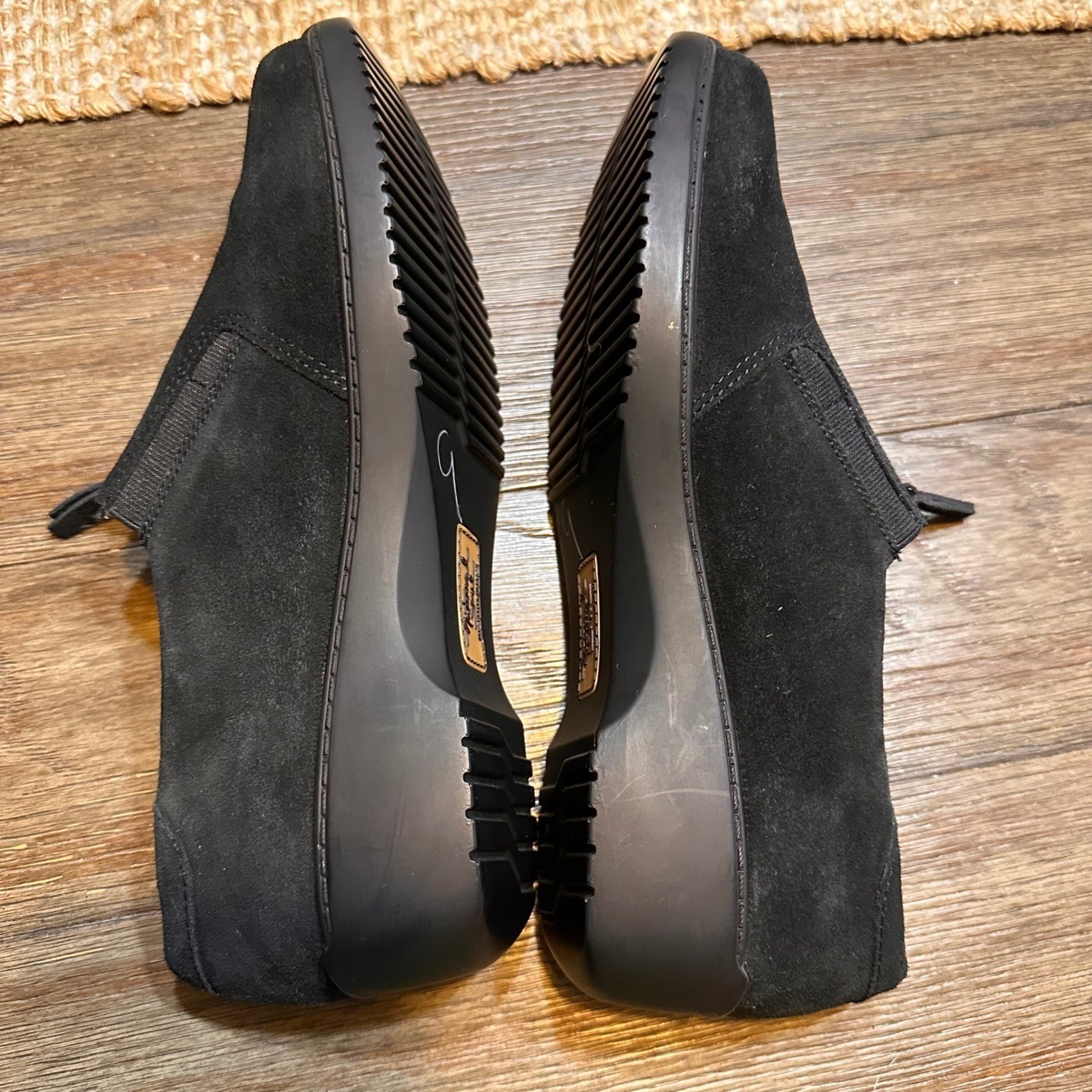 Natural Soul Luxe Black Suede Leather Zip Up Comfort Loafers Shoes Womens 8M