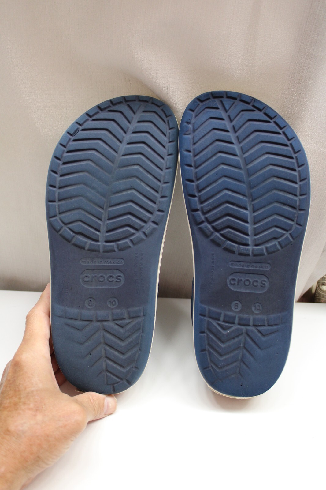 Crocs Crocband Clogs Blue White Red Stripe Mens 8 Women 10 Unisex Shoes