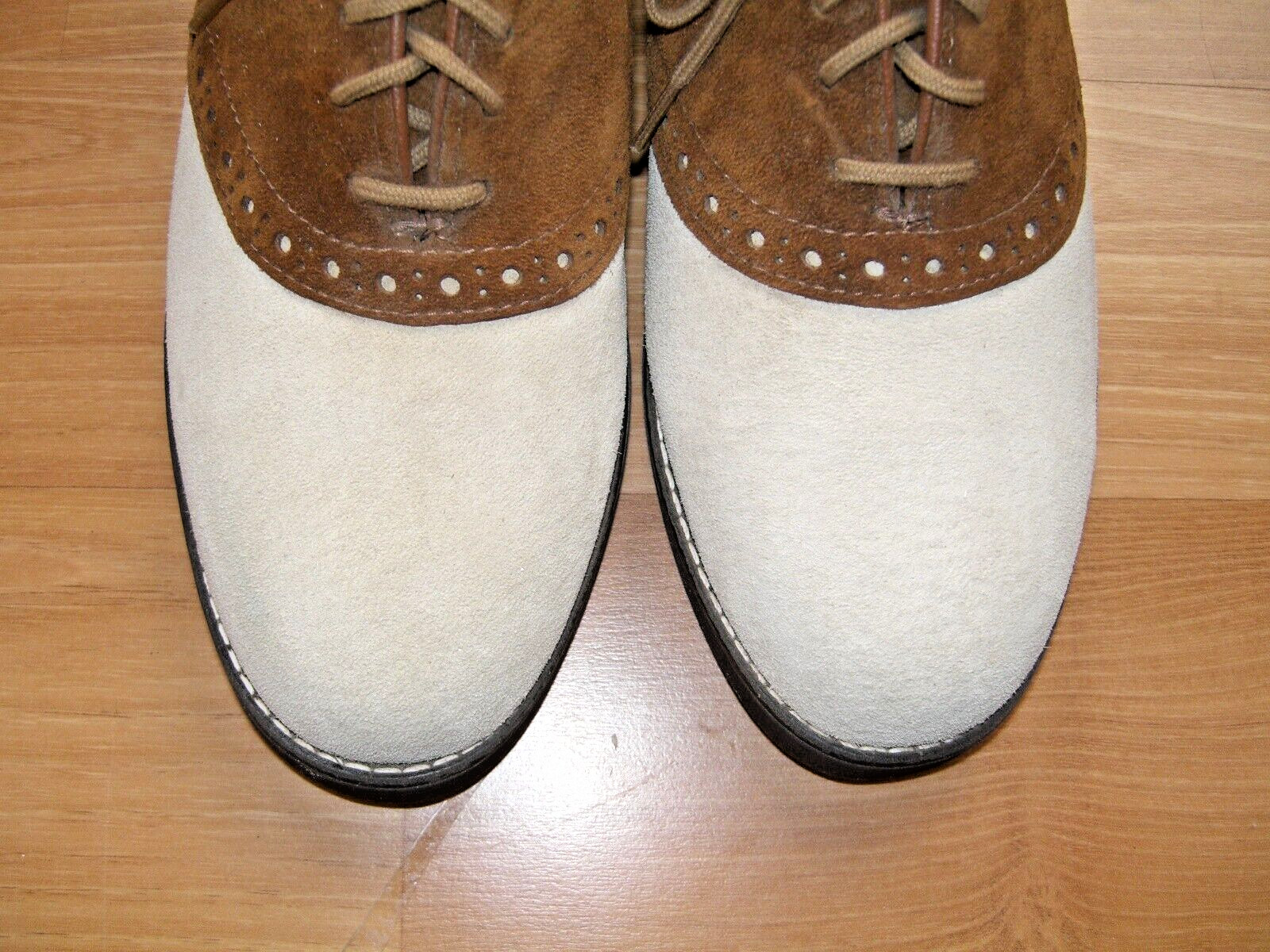 Vintage Hush Puppies Brown/tan Saddle Shoes womens 7 1/2 M NOS