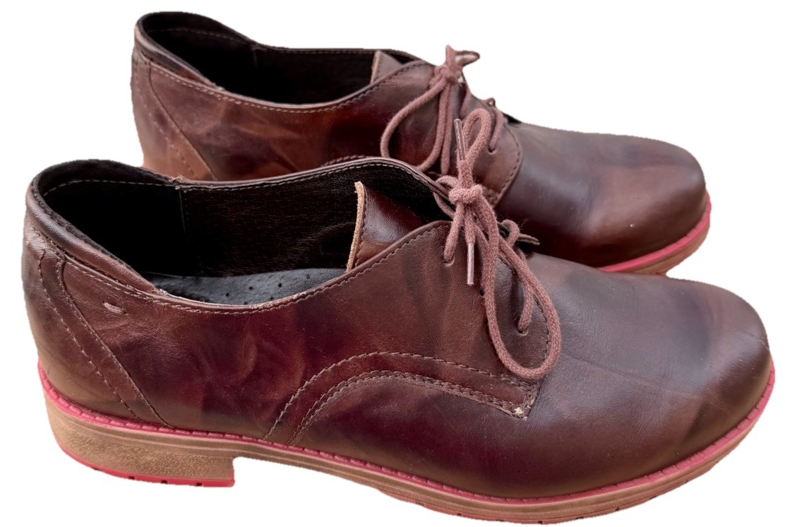 V Italia Gina 2 Oxford Shoes 38 7.5 Brown Bordeaux Leather Comfort Saddle Style