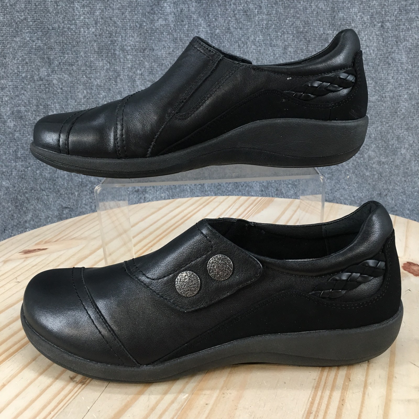 Ahnu Casual Shoes Womens 10 Karina Comfort Leather Slip On Walking Fit Black