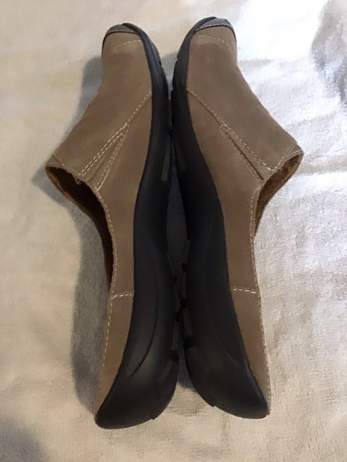 NATURAL SOUL by Naturalizer Button Brown Suede Slip-On Mule Shoes Women Sz 9.5 M