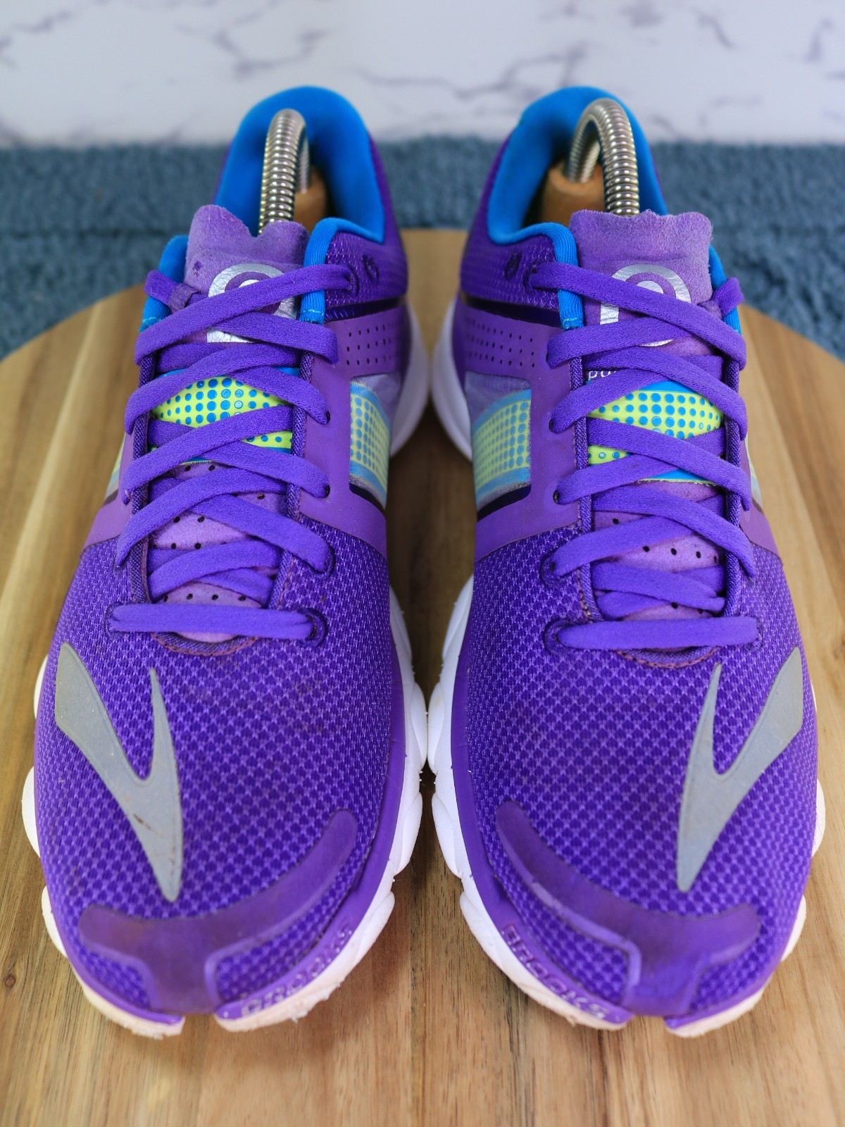 Brooks Pure Flow Mesh Purple Neon Green Low Running Sneaker 1201801b524 Womens 9