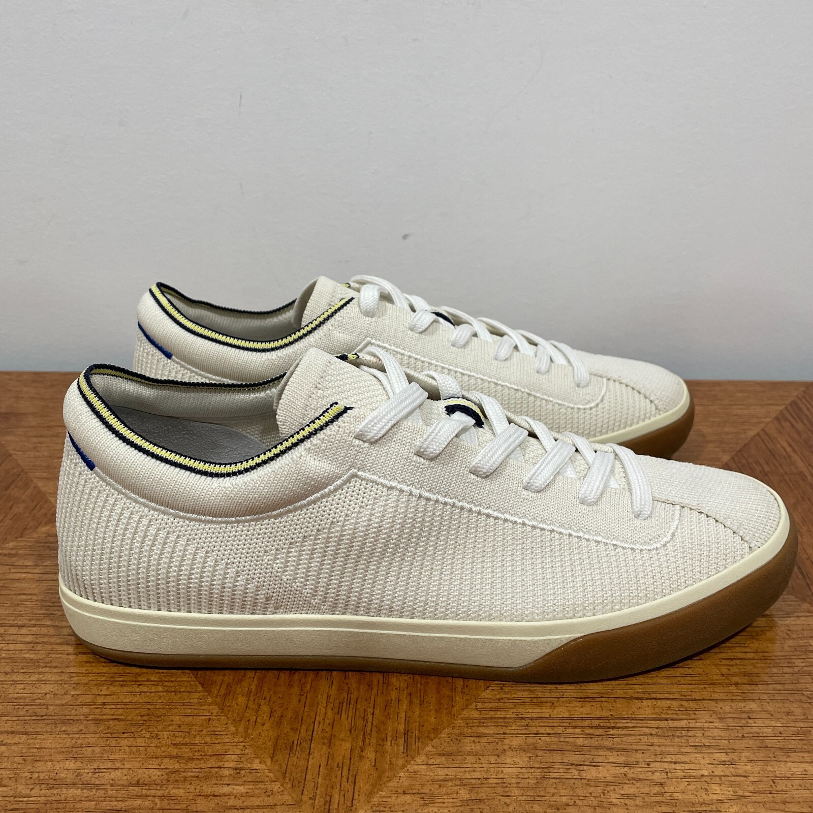 Rothy’s The Lace Up Sneaker Womens 9 Blonde Ivory Knit Comfort Low Top Shoes