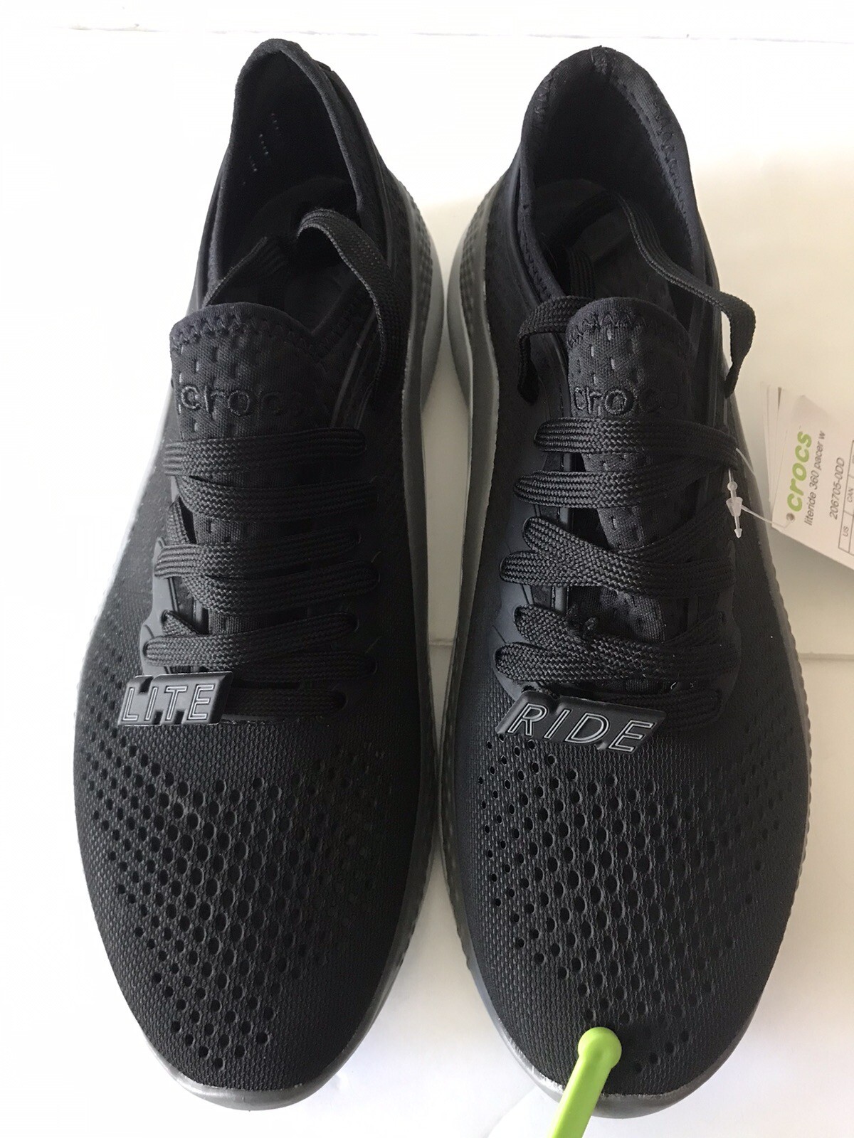 WOMEN’S CROCS BLACK/SLATE GREY LITERIDE 360 PACER SNEAKERS SHOES SIZE 10 NWT