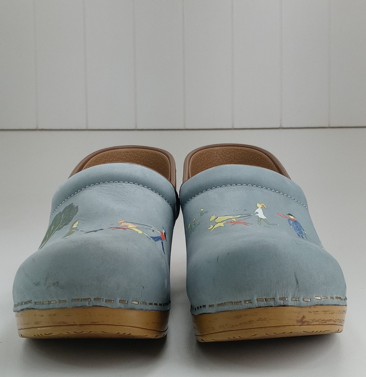 Dansko Twin Pro Dog Walkers Milled Nubuck Women’s Clogs Blue/Brown Sz 40/9-9.5