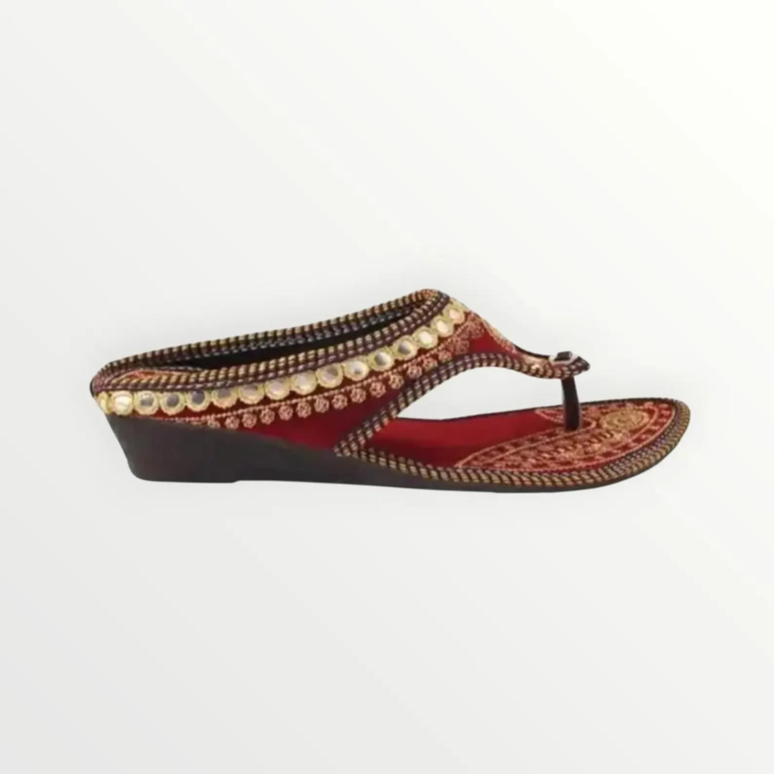 Handcrafted Maroon Embroidered Indian Jutti | Traditional Bridal Mojari