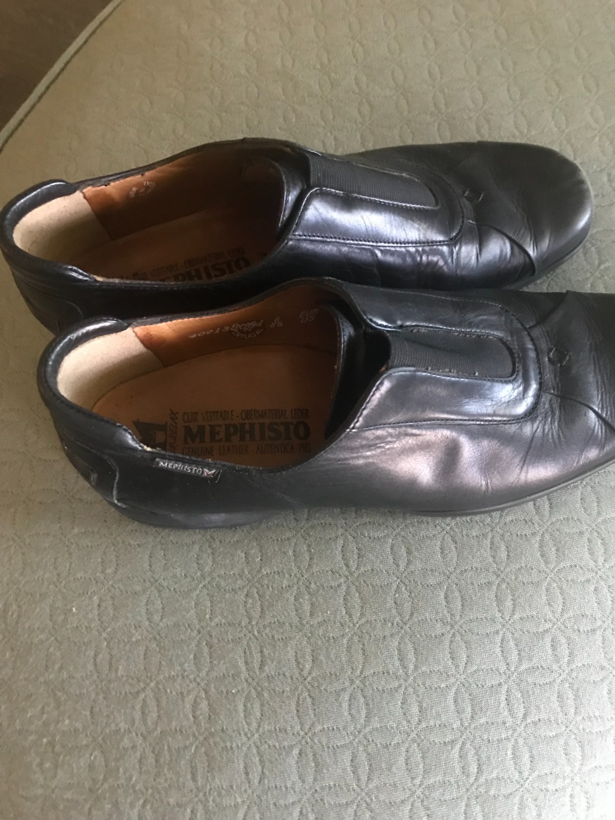 Mephisto Shoes 100% Caoutchouc Black Leather Slip On Casual Loafers Womens 8.5