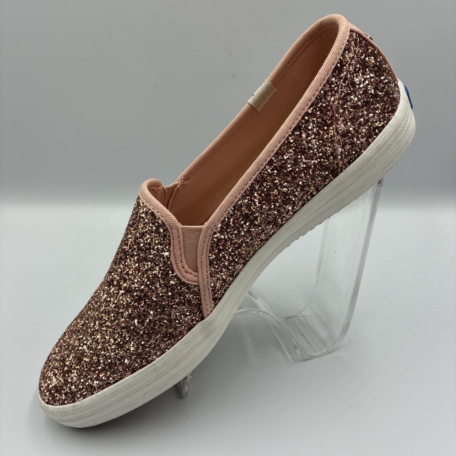 Keds x Kate Spade Triple Decker Womens Size 10 Rose Gold Glitter Slip On Shoes