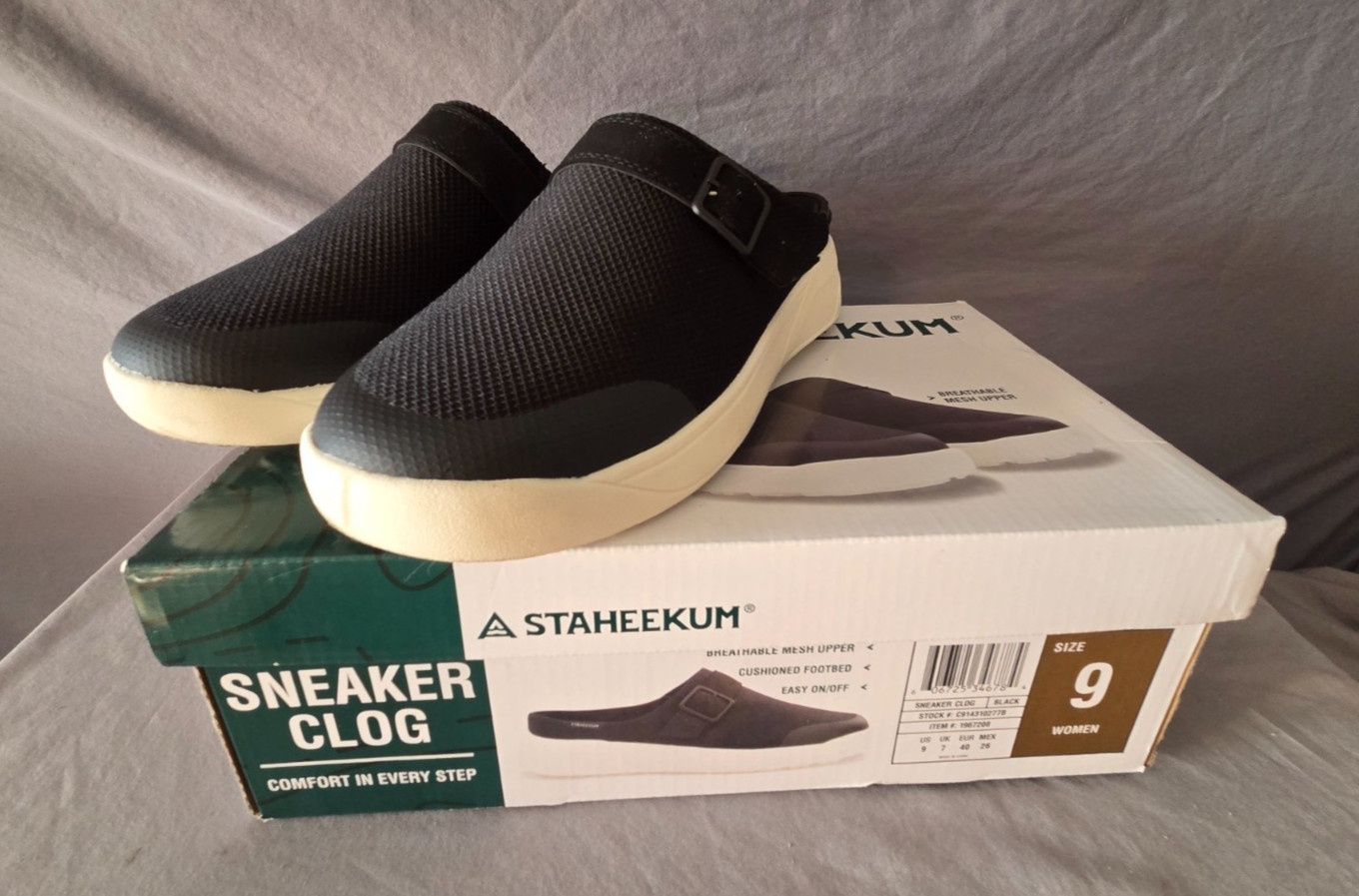 STAHEEKUM Women’s Comfort Sneaker Clog Sie 9 Black with box Slip On Cushioned
