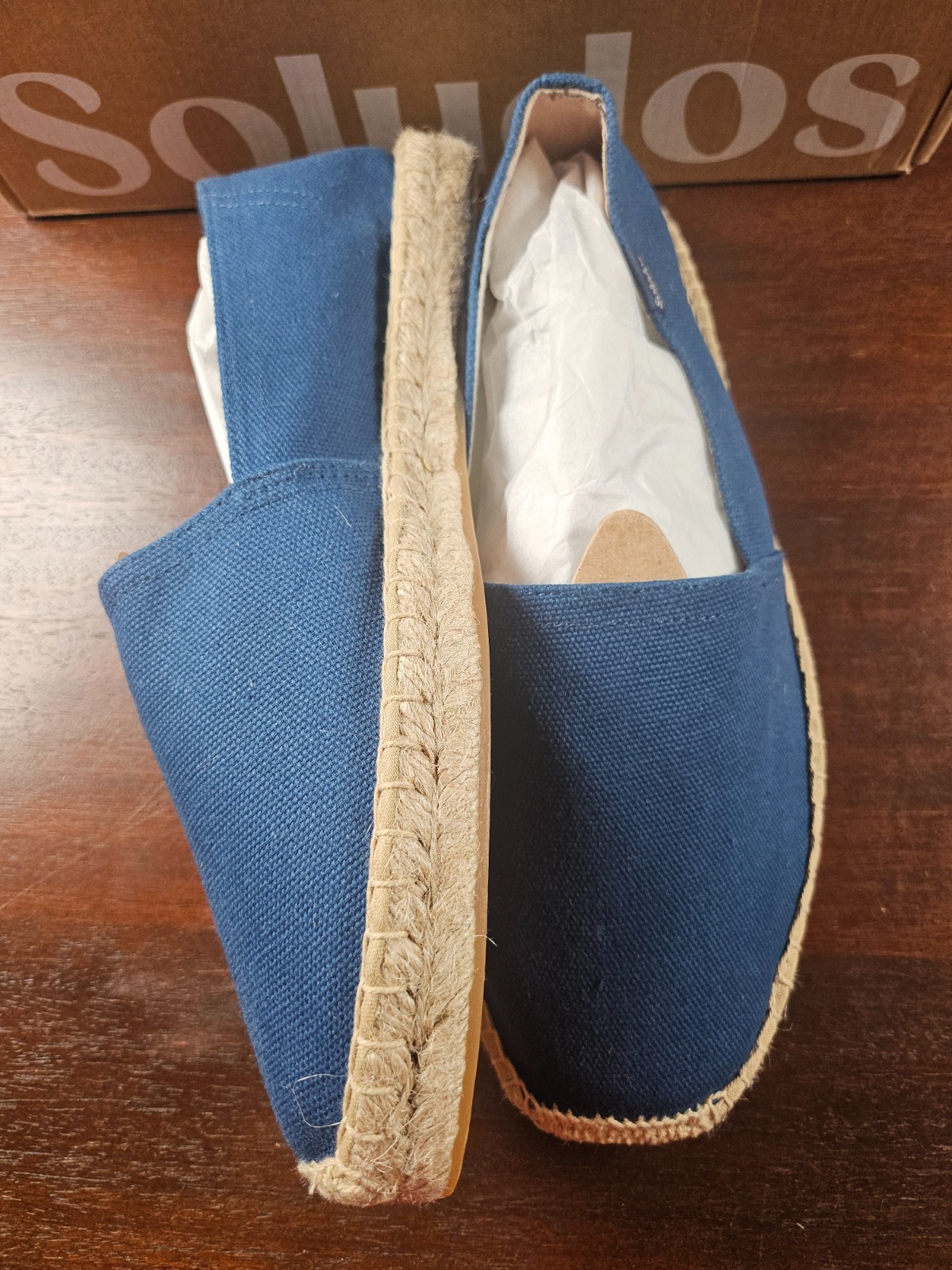Soludos Women Sz 10 Espadrilles Sandal Navy Canvas Platform Slip On New in box