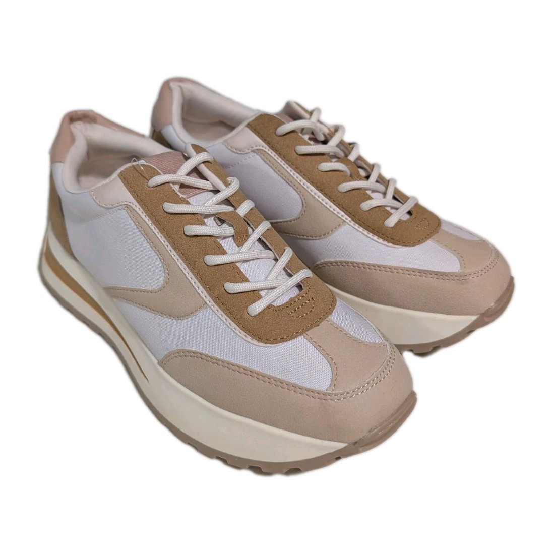 SM New York Woman`s 8.5 Carmen Natural Platform Sneaker Lace Up Shoes Casual NEW