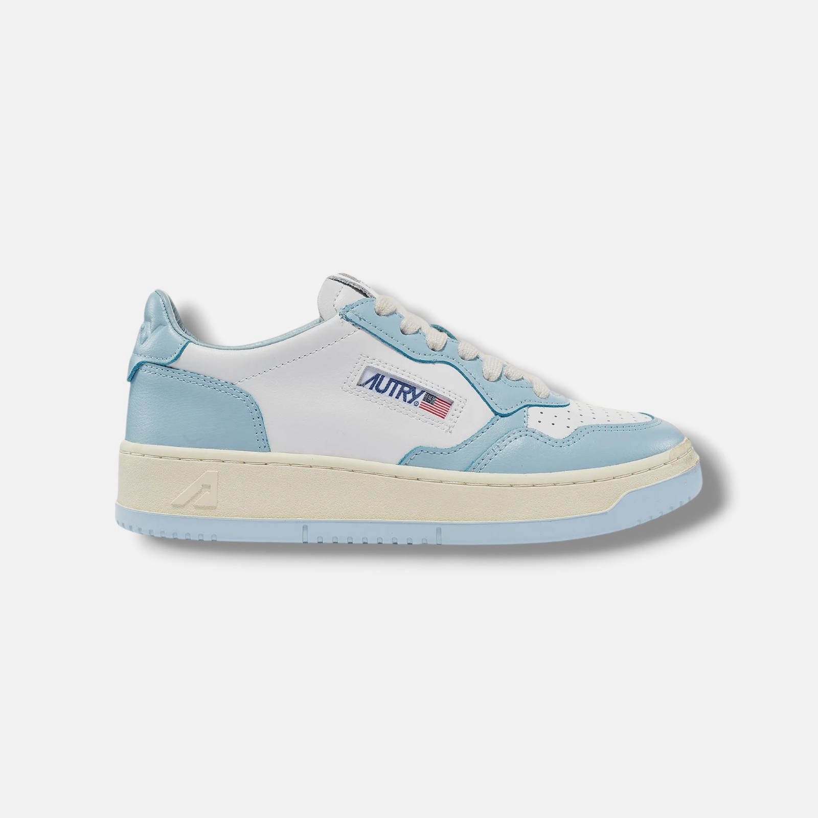 Autry Women’s White Blue Medalist Leather Low-Top Sneaker Shoes Size EU:39 US:9