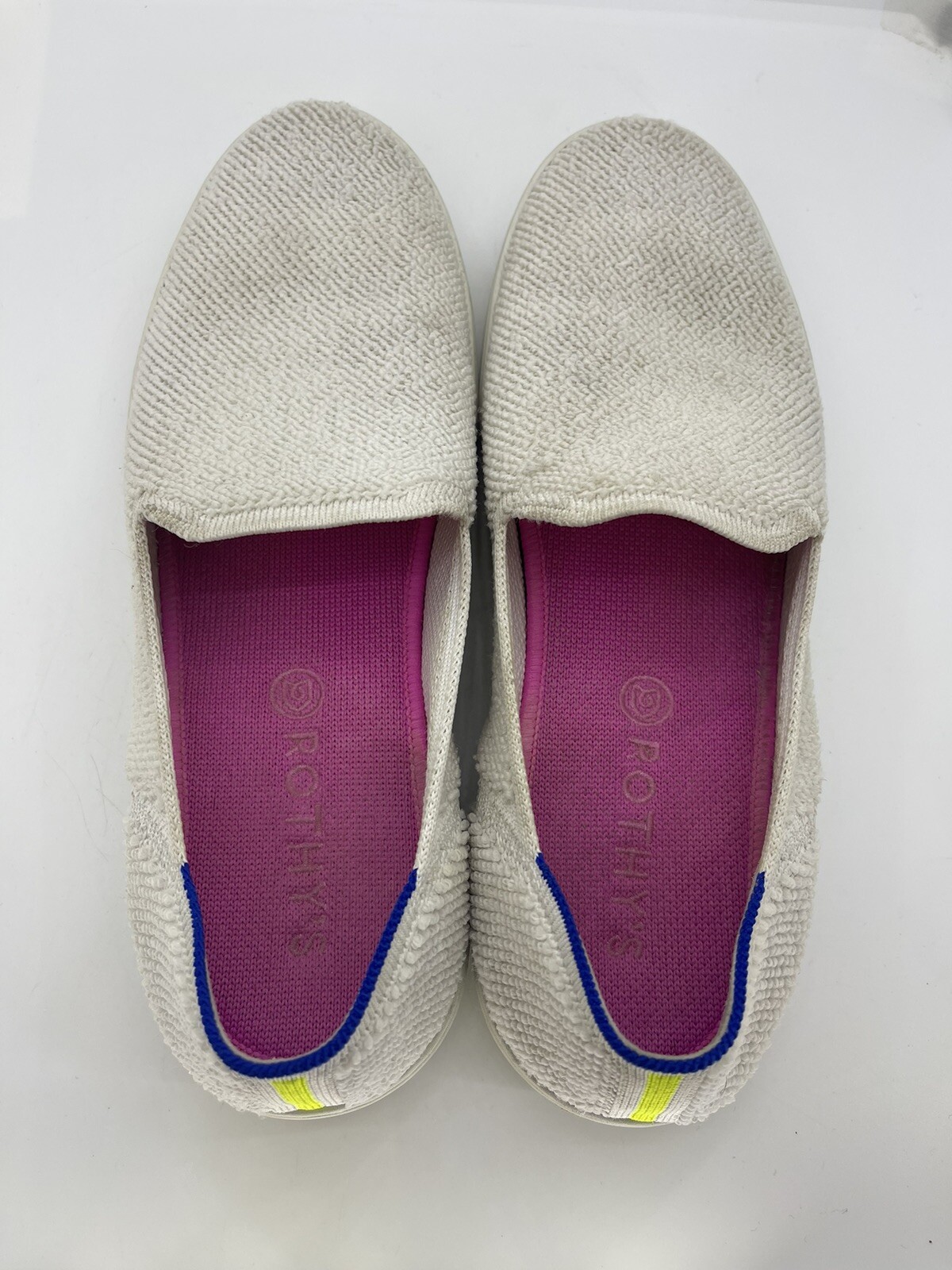 Rothy’s The Sneakers Women’s Size 10.5 White Terry Cloth Slip On Comfort Shoes