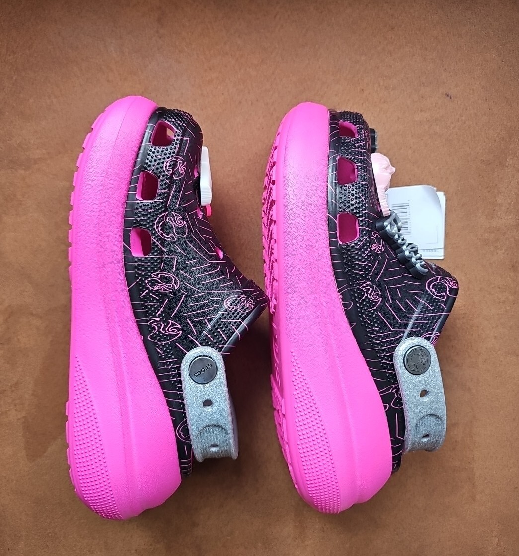 NEW GENUINE Crocs x Barbie Classic Black Pink Shoes M4 W6. Barbie Crush Clog