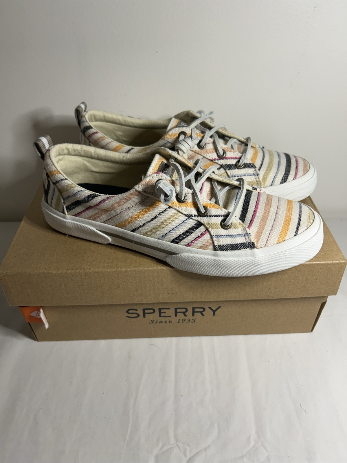 SPERRY Womens Pier Wave LTT Woven Stripe Multi Size 7M NEW