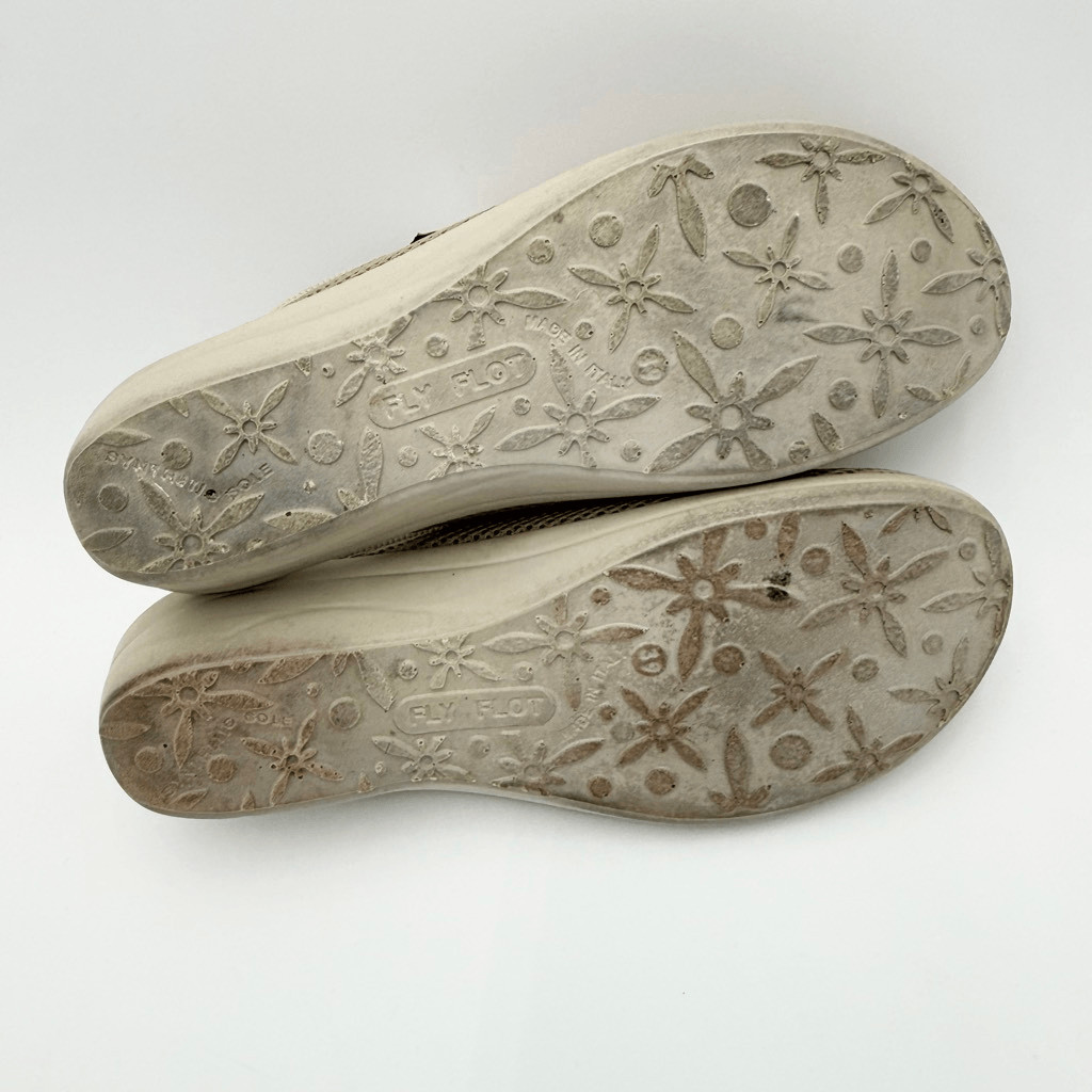 Fly Flot Womens Beige Slip-On Mule Shoes Cloth Slippers – US Size 8-8.5 / EU 39