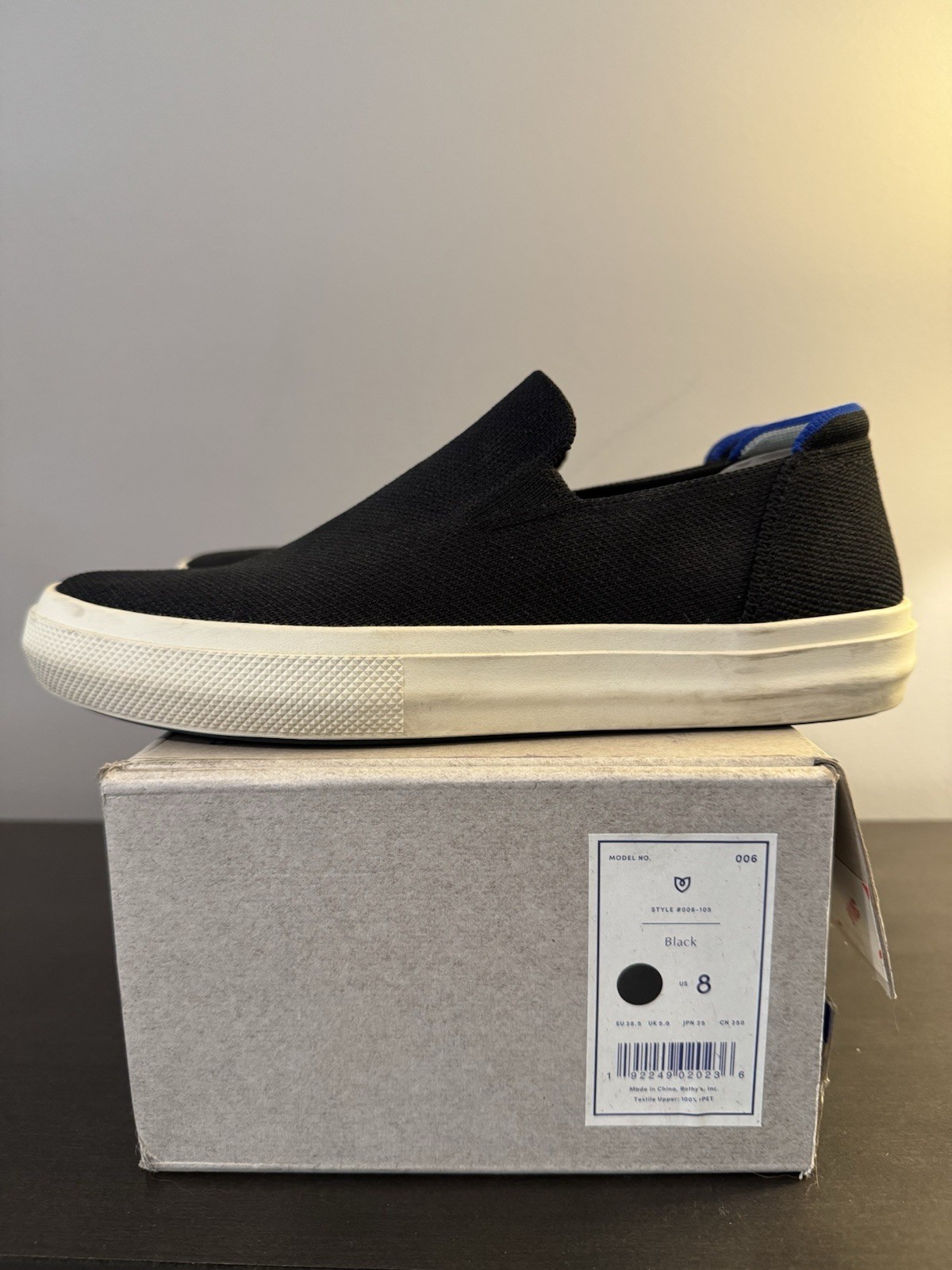Rothy’s The City Slip On Sneaker Black Size 8 with Box Only worn a couple times!
