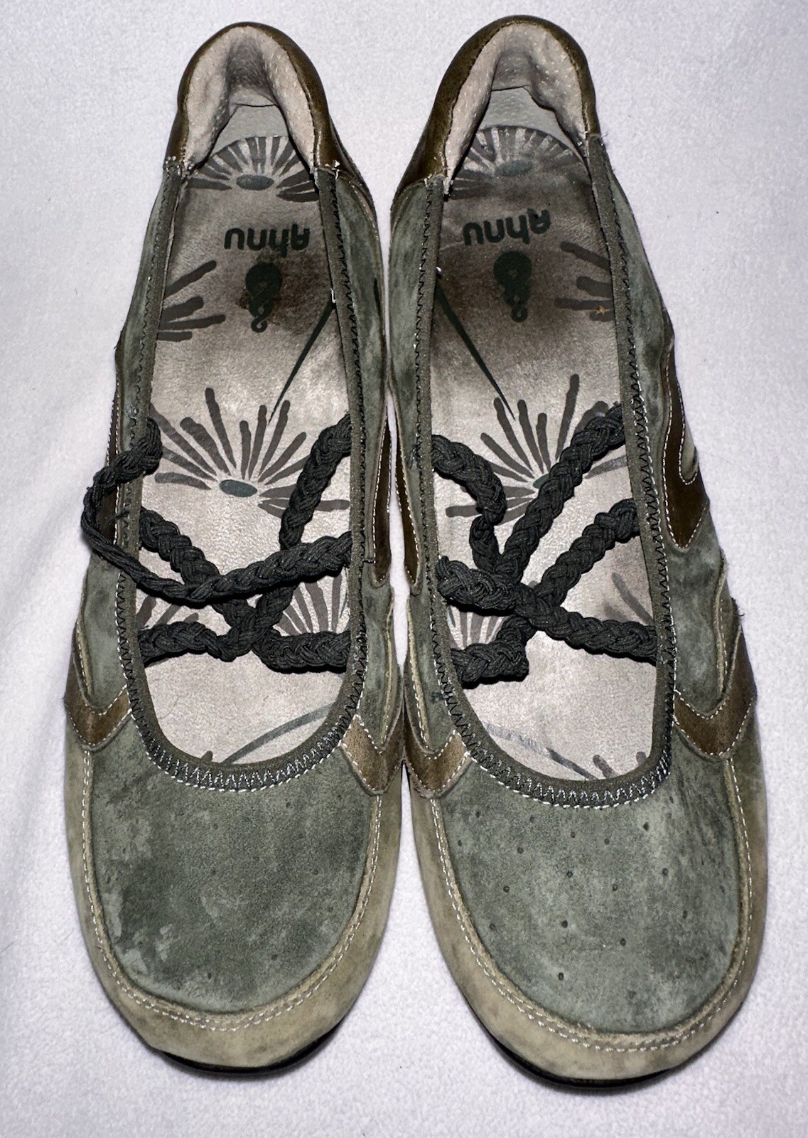 Ahnu Womens Mary Janes Shoes Suede Green Pull On Walking Comfort Flats 10