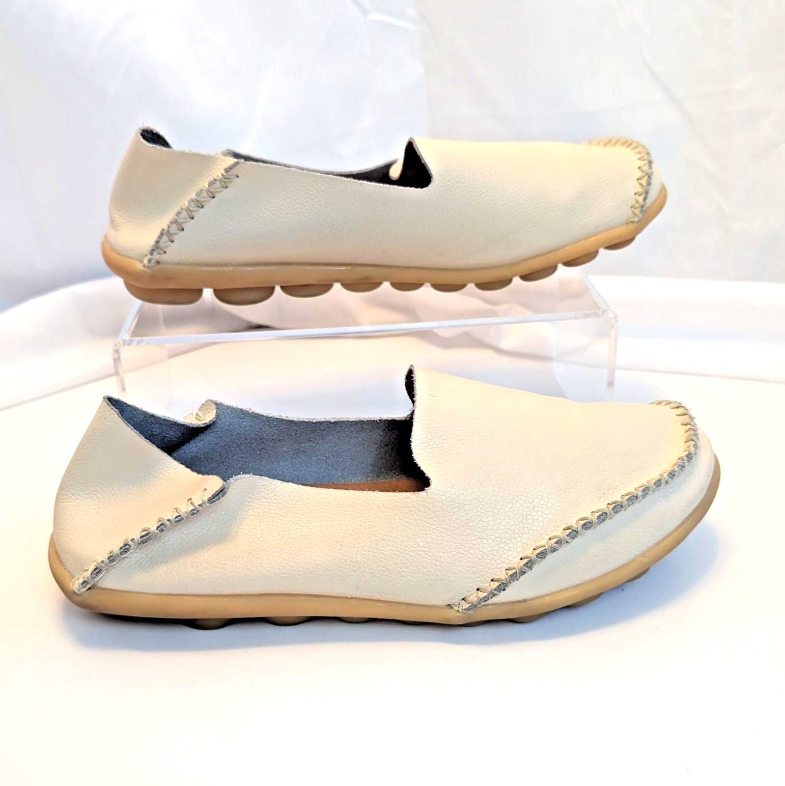 Venus Celia Leather Driving Loafers EU 40 US 9.5 Ivory Comfort Flats
