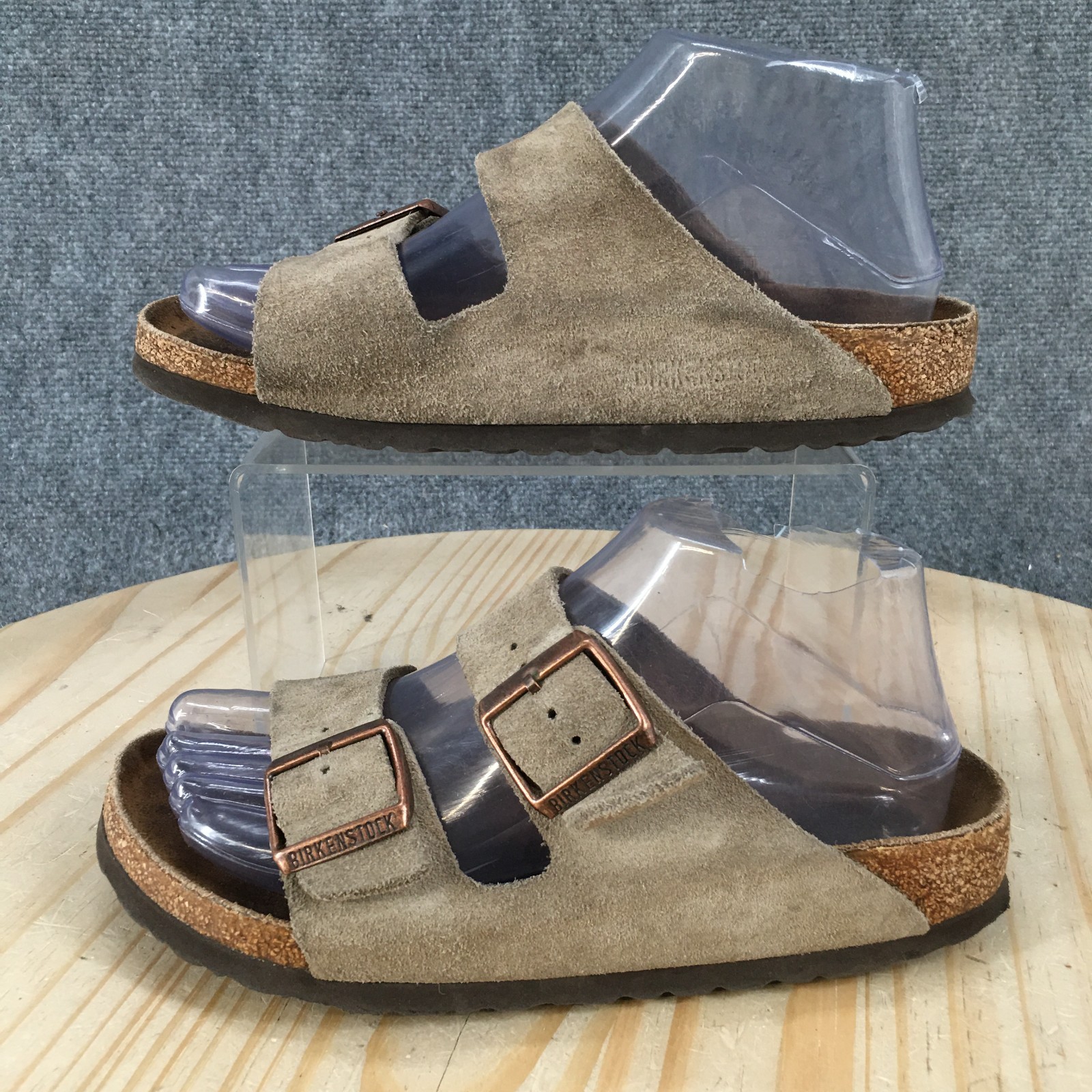 Birkenstock Arizona Sandals Womens 37 Casual Slip On Buckle Slide Brown Suede