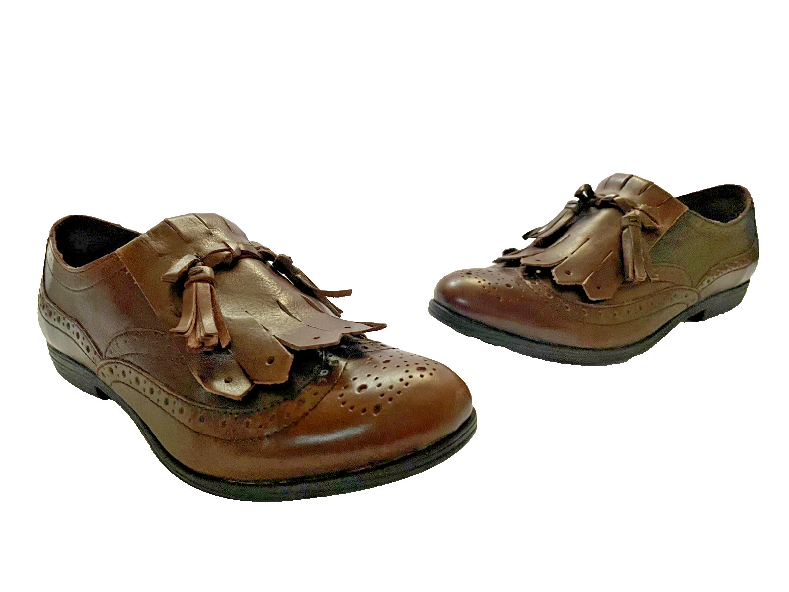 Born Brown Leather Wingtip Tassel Fringe Kiltie Loafers Women’s Size 8/39 B41906