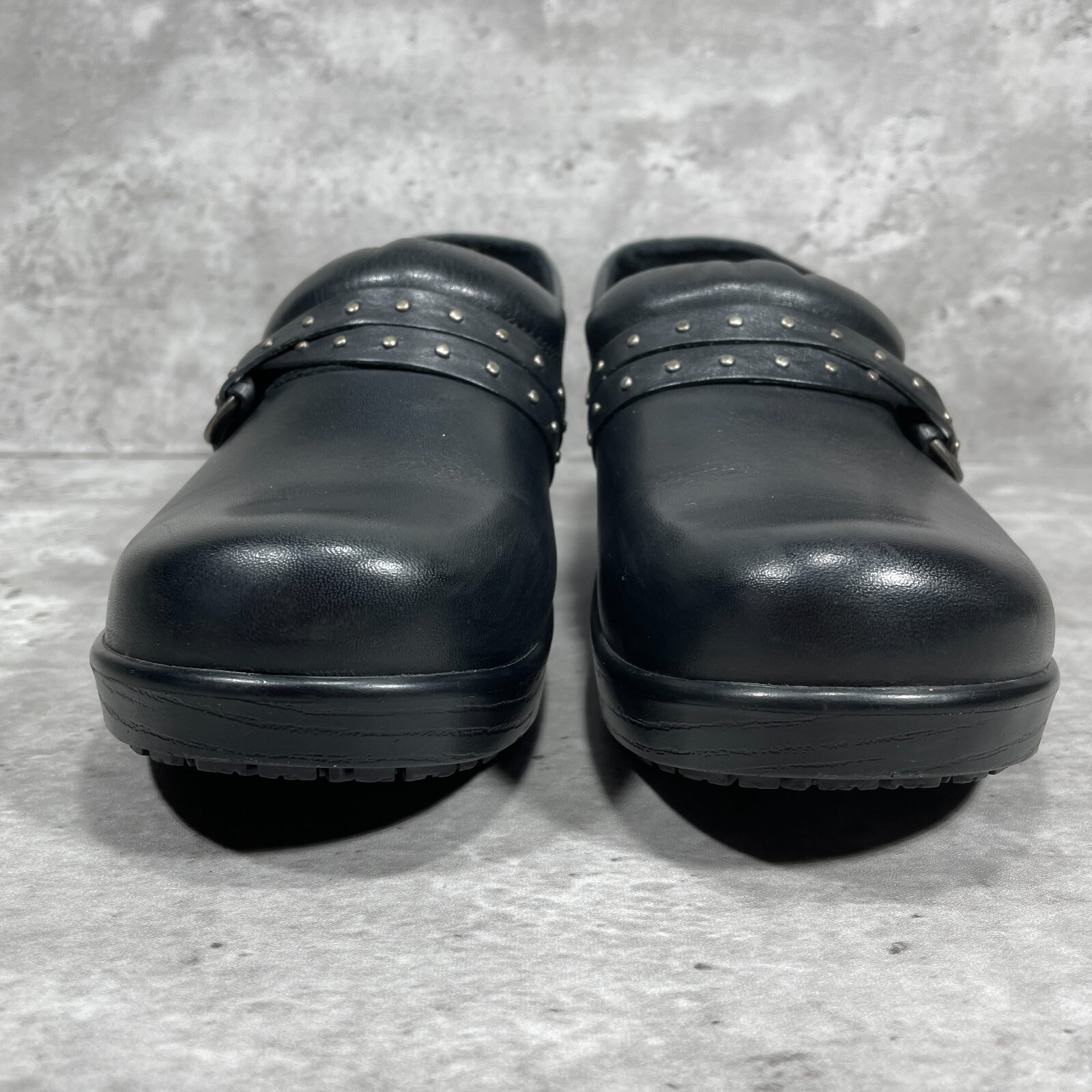 Abeo Clogs Women’s Size 8 N Fauna Black Leather Slip On Studded Straps
