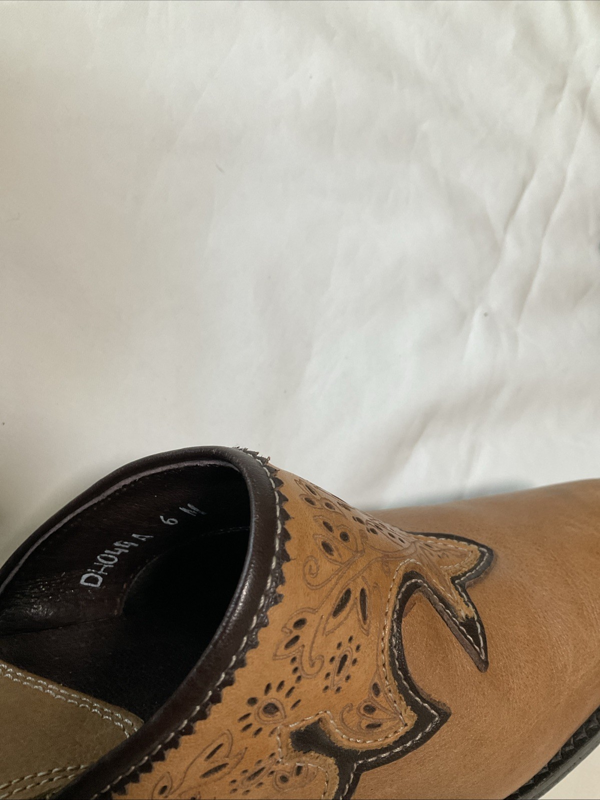 Sonora Women’s Western Mule Clogs Brown Leather Embroidered Slip On Size 6