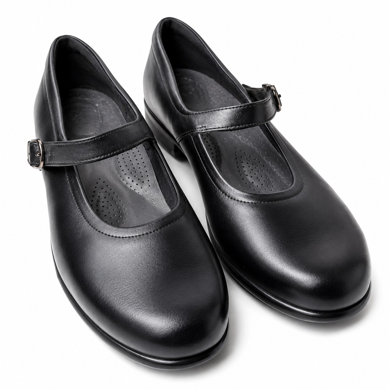 SAS Maria Mary Jane Shoes Sz 10 Black Leather Adjustable Strap Buckle Comfort
