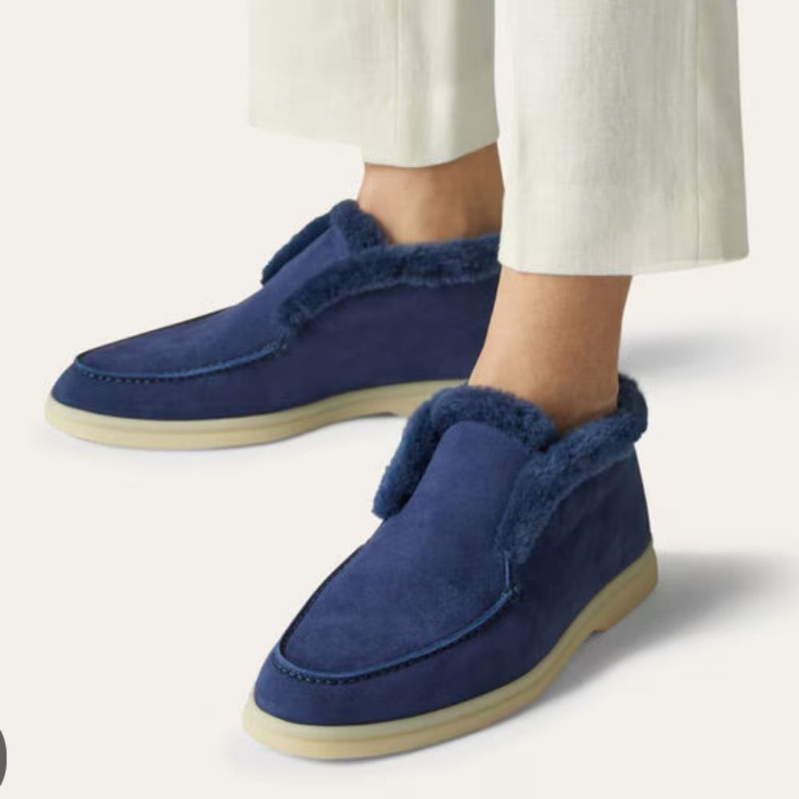 Loro Piana Open Walk Blue Suede Fur Chukka Ankle Boots size 35 (see size pics)
