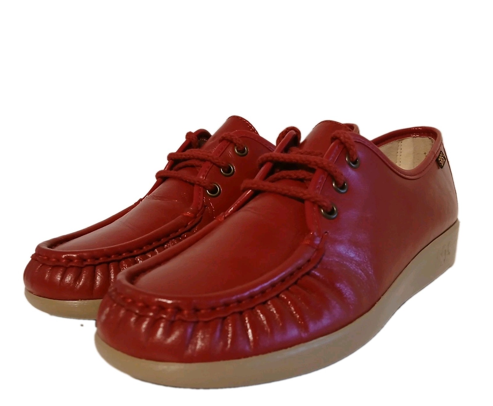 SAS Siesta Handsewn Leather Lace Up Moccasin Shoes Women’s 9 N Red Comfort USA