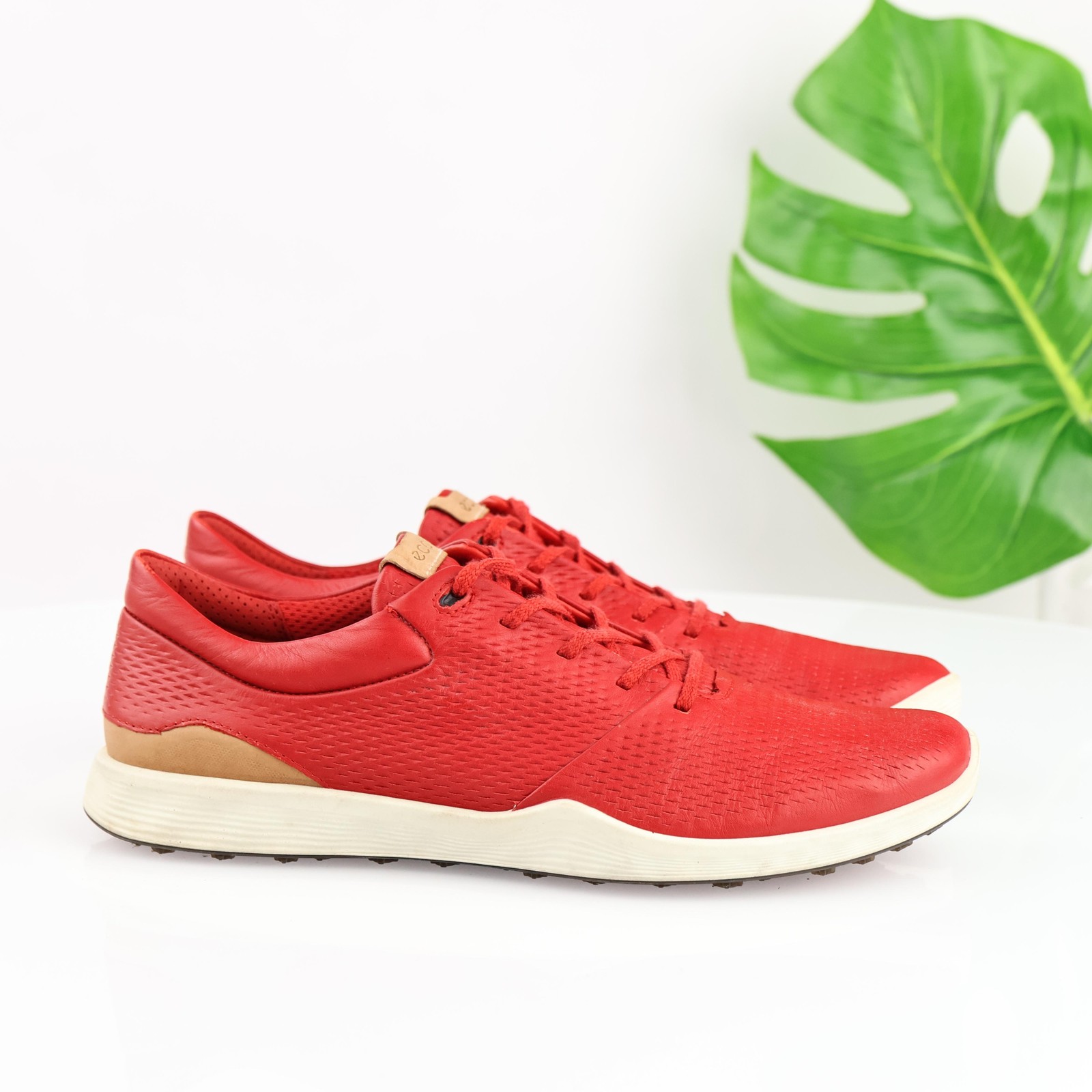 ECCO Womens S-Lite Golf Shoe Size 41 10 Waterproof Red Leather Spikeless Sneaker