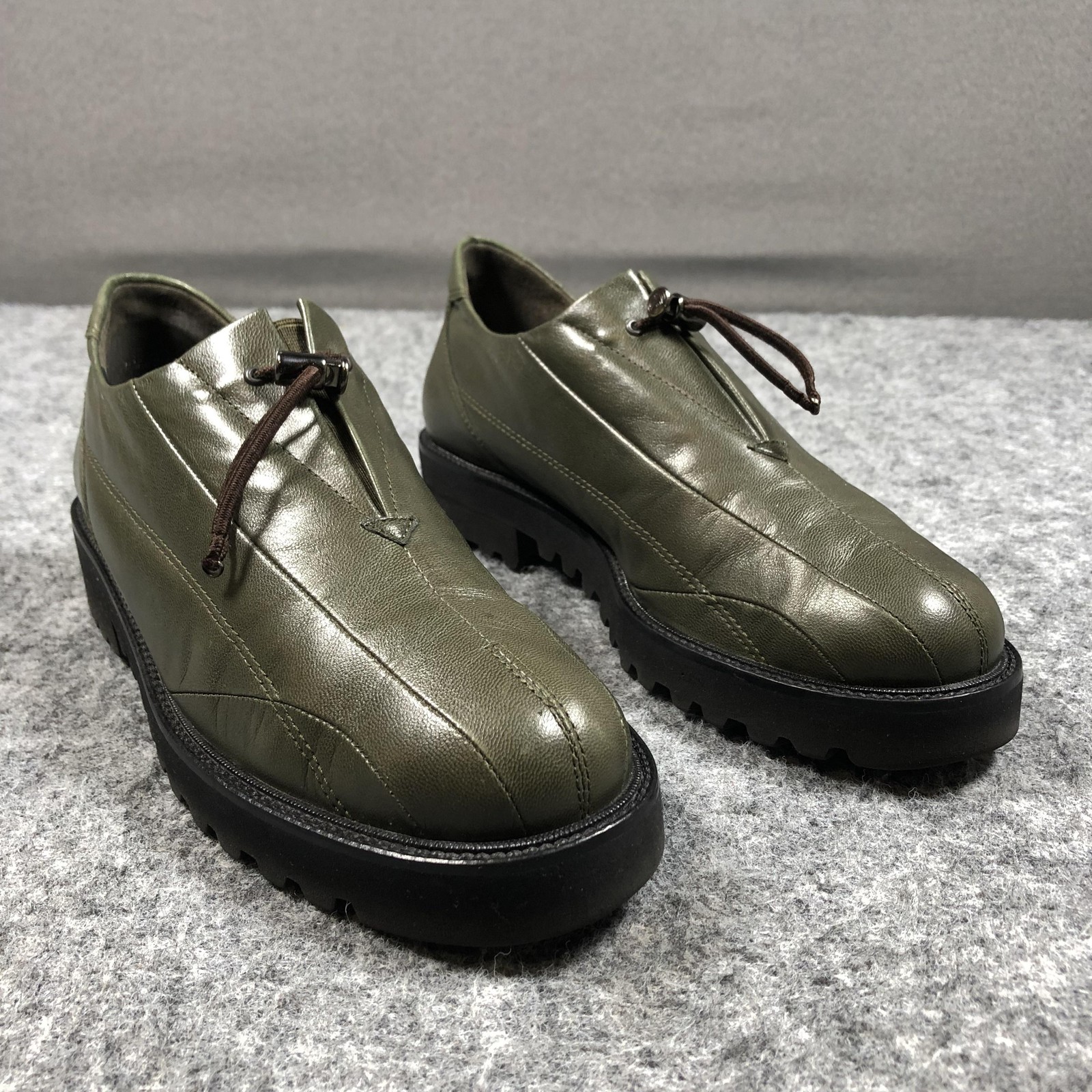 Paul Green Shoes Womens Size 7.5 Green Leather Lace Up Oxford Vibram Comfort