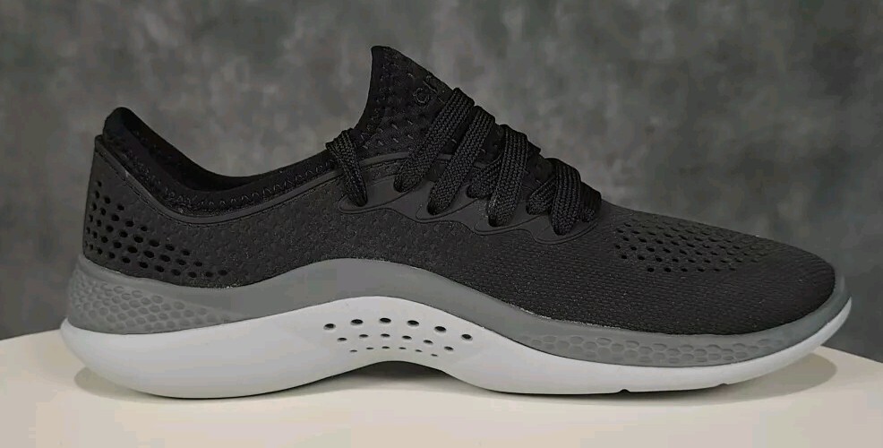 Crocs Literide 360 Pacer Women’s 8 Black Gray Lace Up Shoes Sneakers 206705